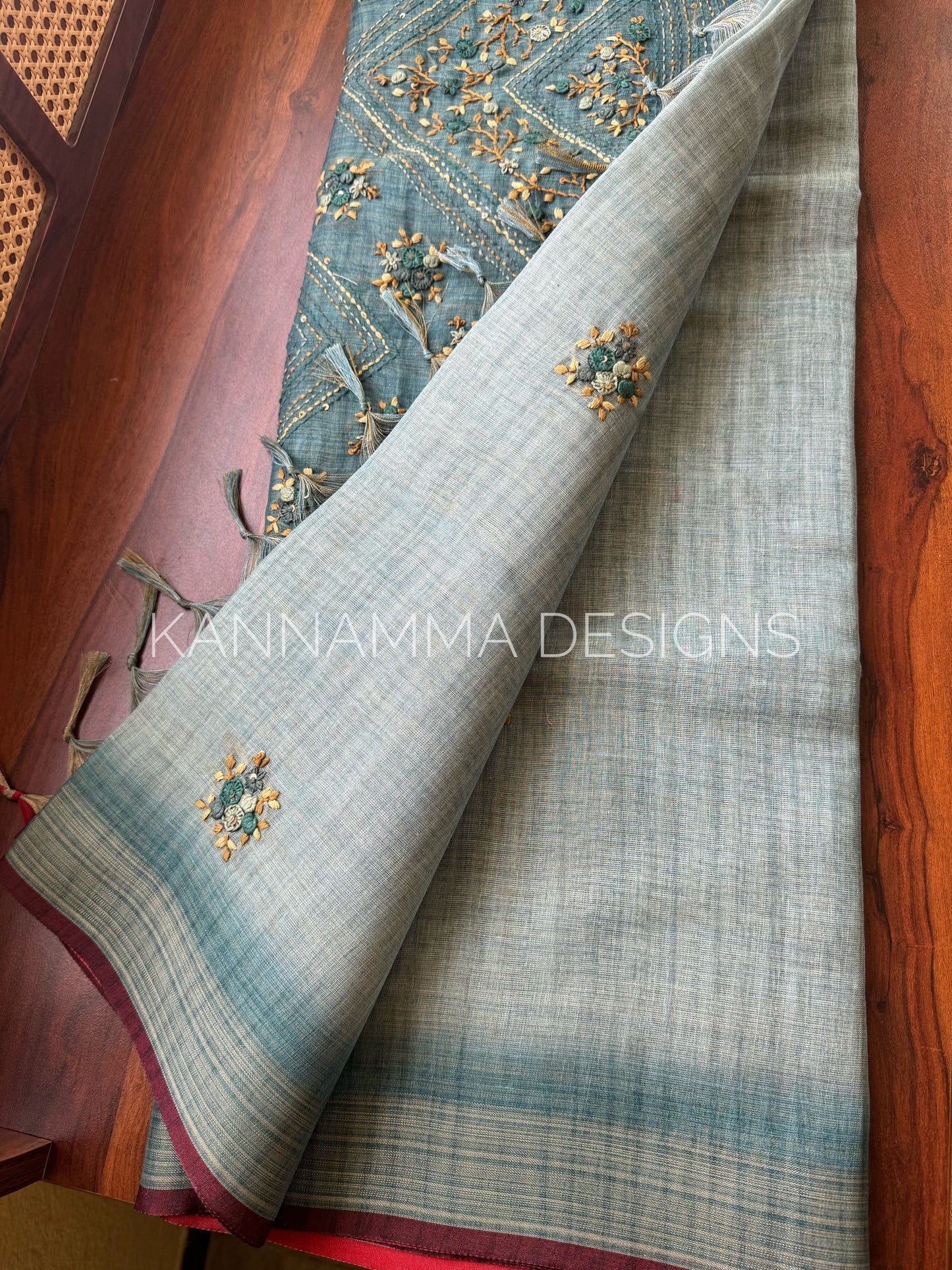 Premium Tissue Linen Sarees -Blue