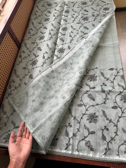 Embroidered Silky Kota Saree - Pastel Blue