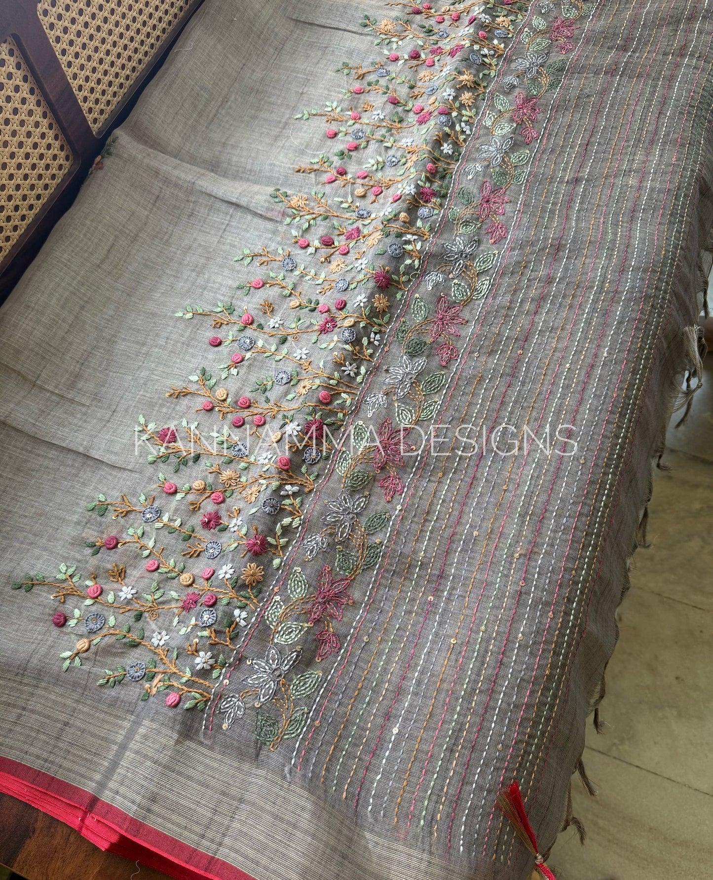 Premium Tissue Linen Sarees -Grey