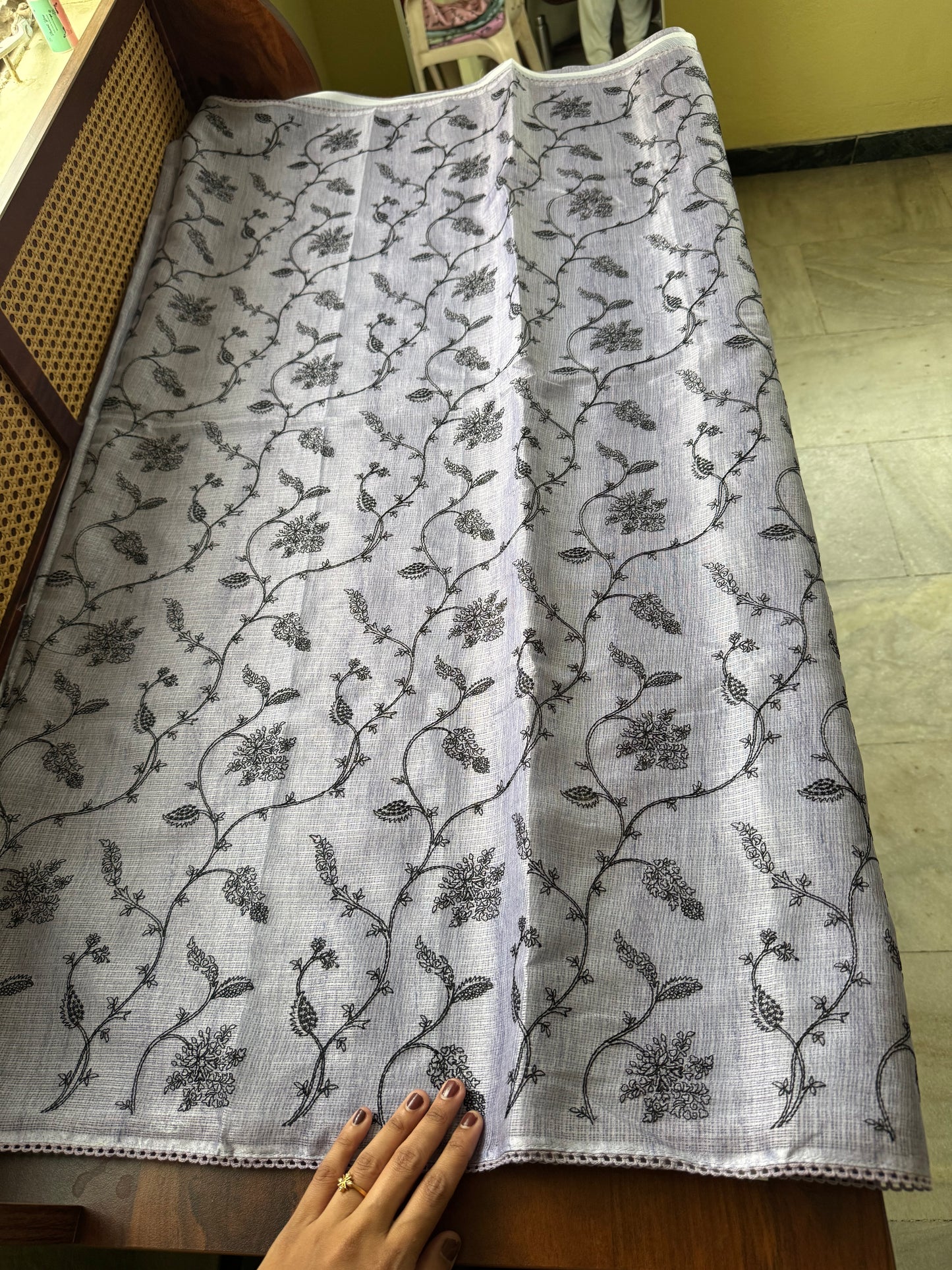 Embroidered Silky Kota Saree - Lavender