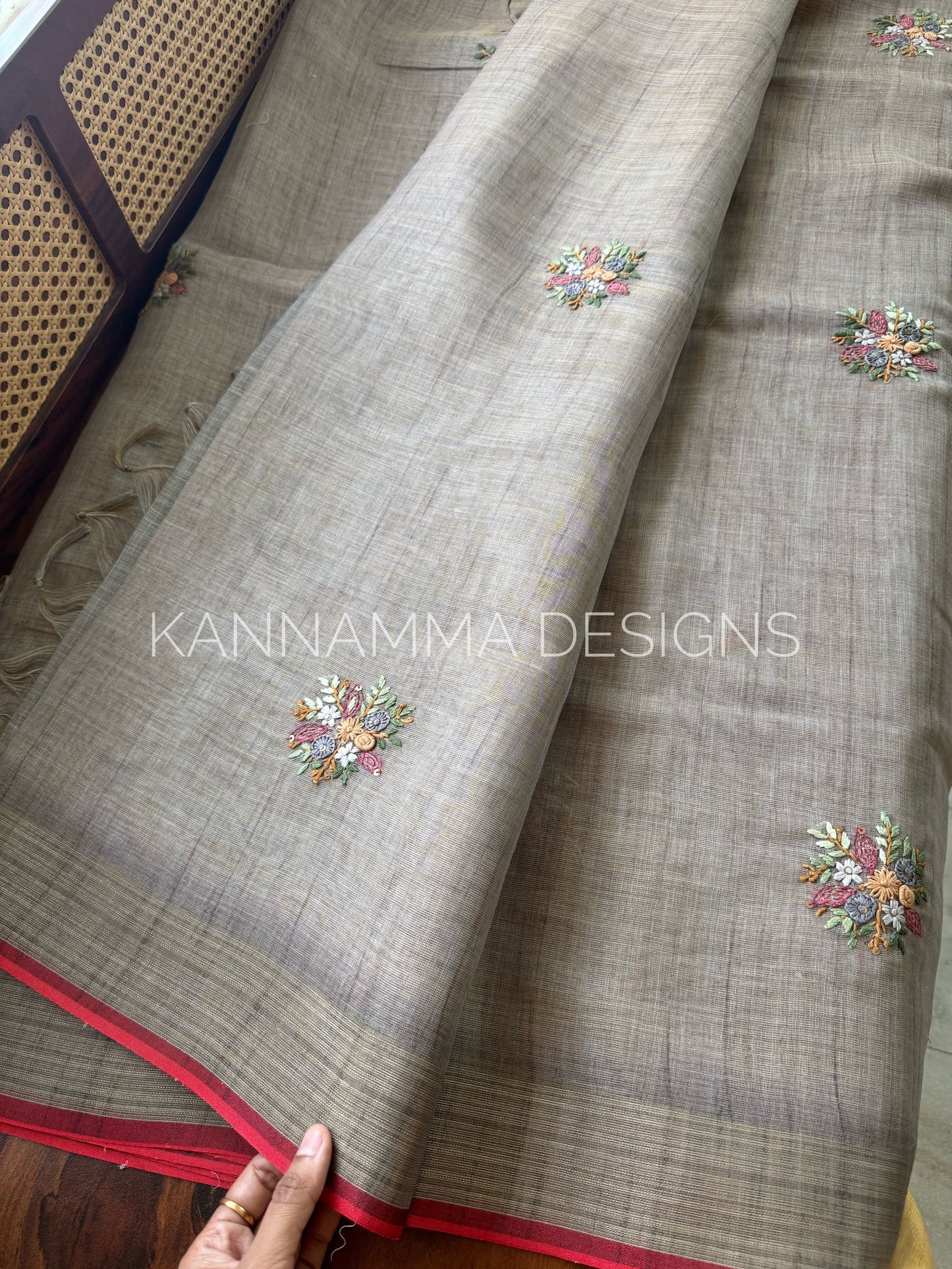 Premium Tissue Linen Sarees -Grey