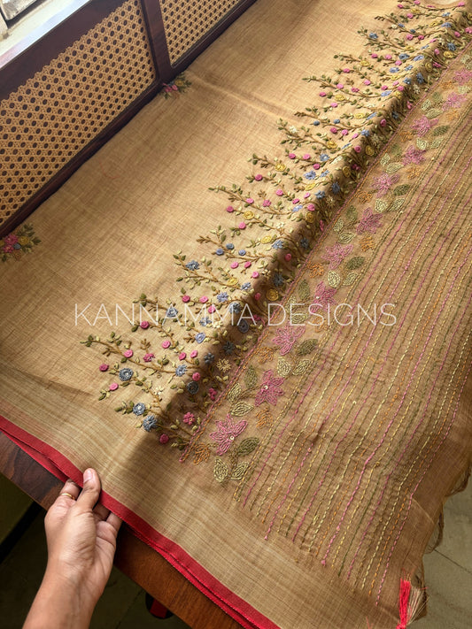 Premium Tissue Linen Sarees -Yellow