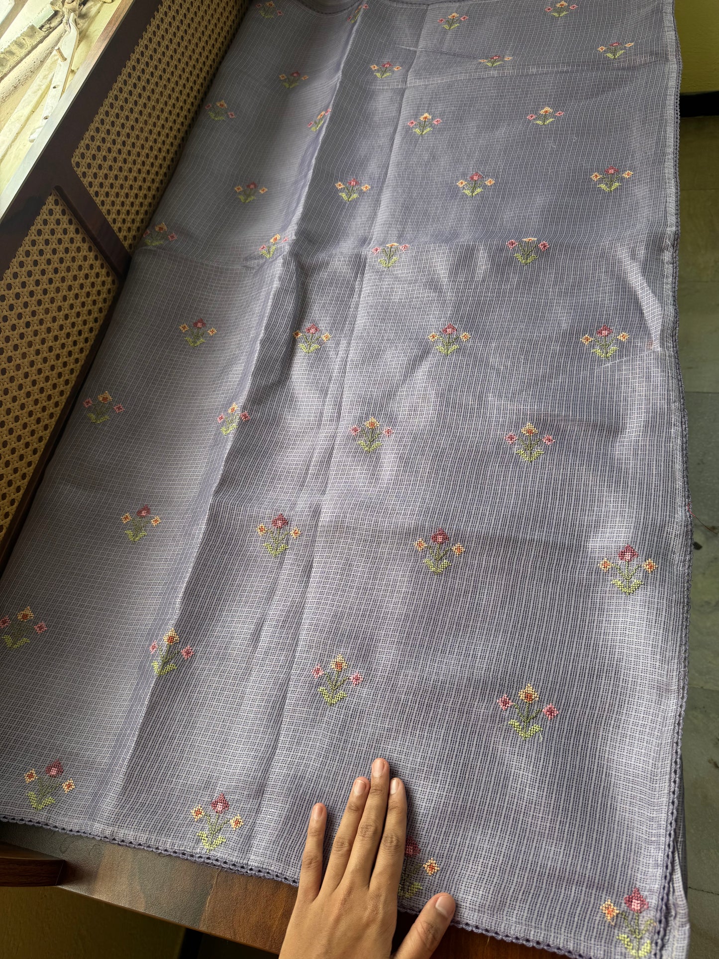 Embroidered Soft Kota Saree - Lavender