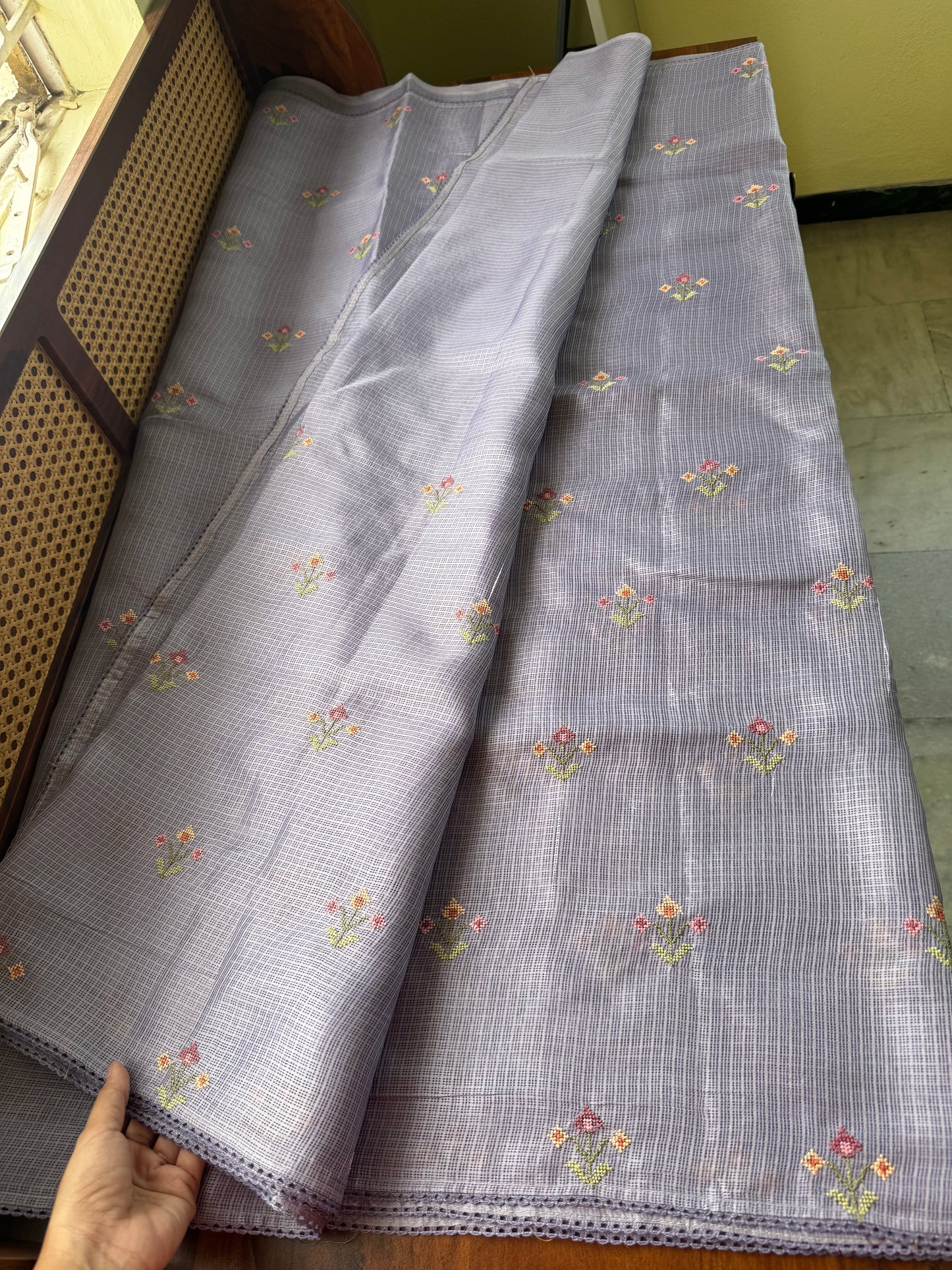 Embroidered Soft Kota Saree - Lavender