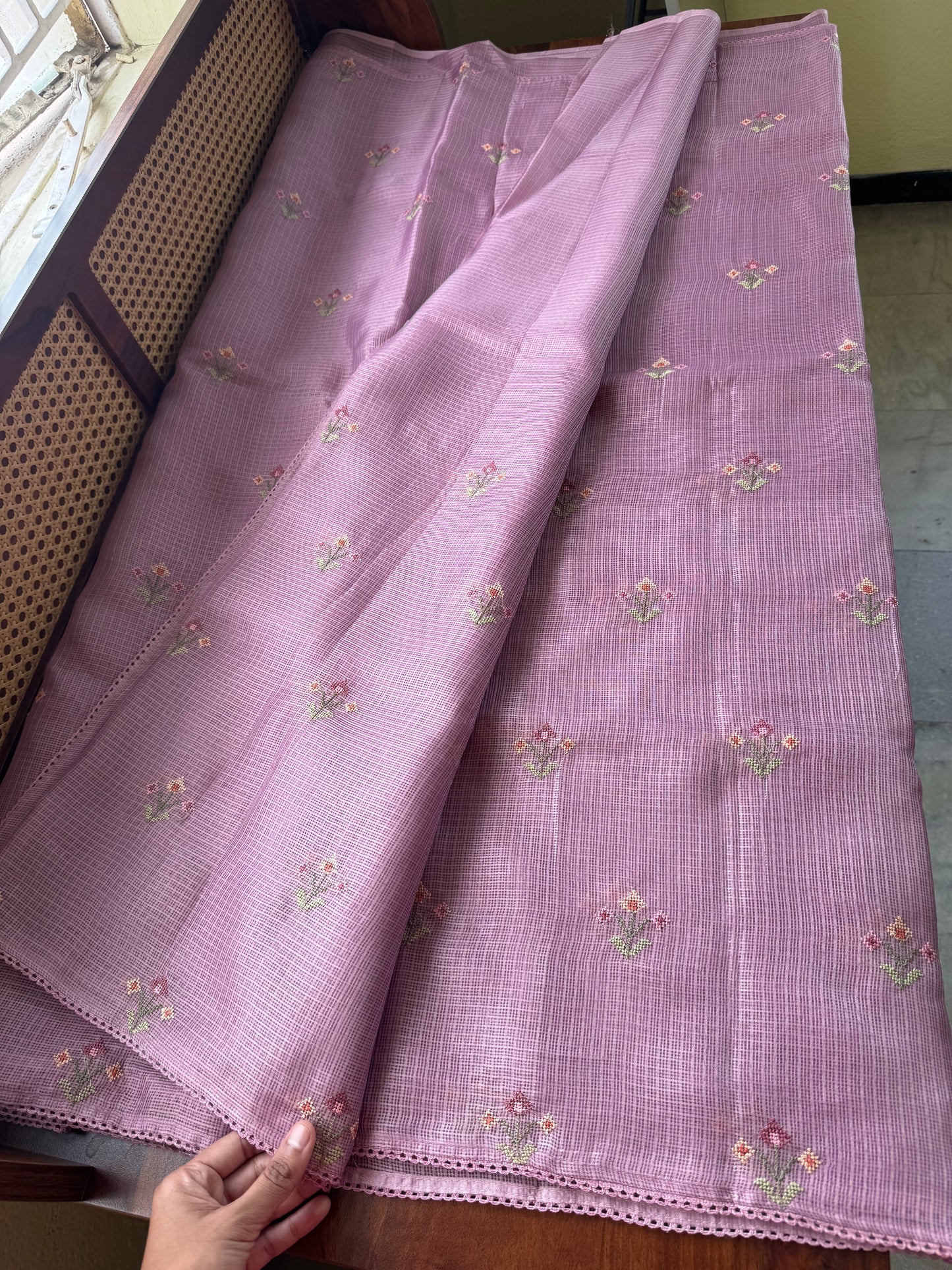 Embroidered Soft Kota Saree - Lilac