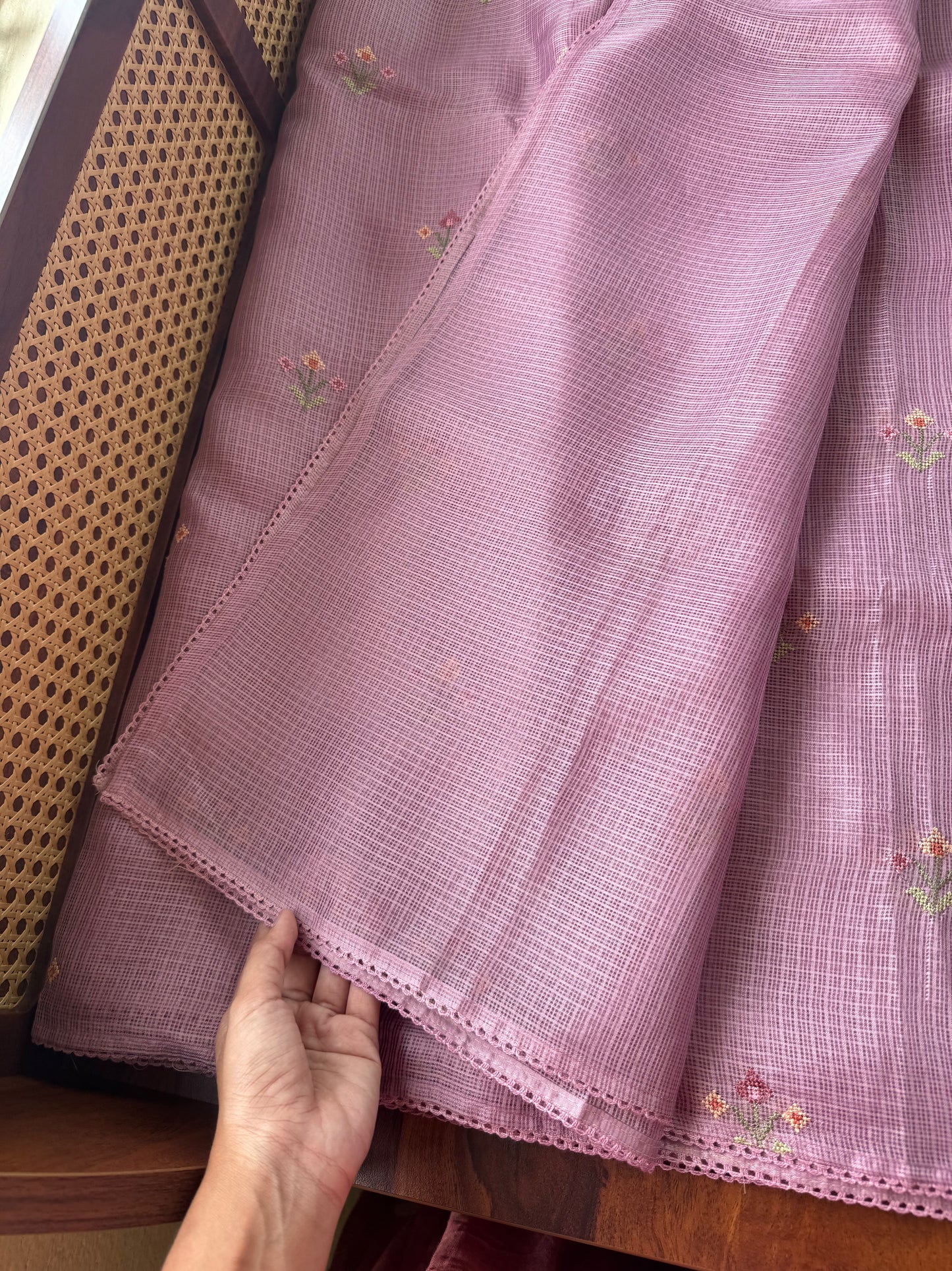 Embroidered Soft Kota Saree - Lilac