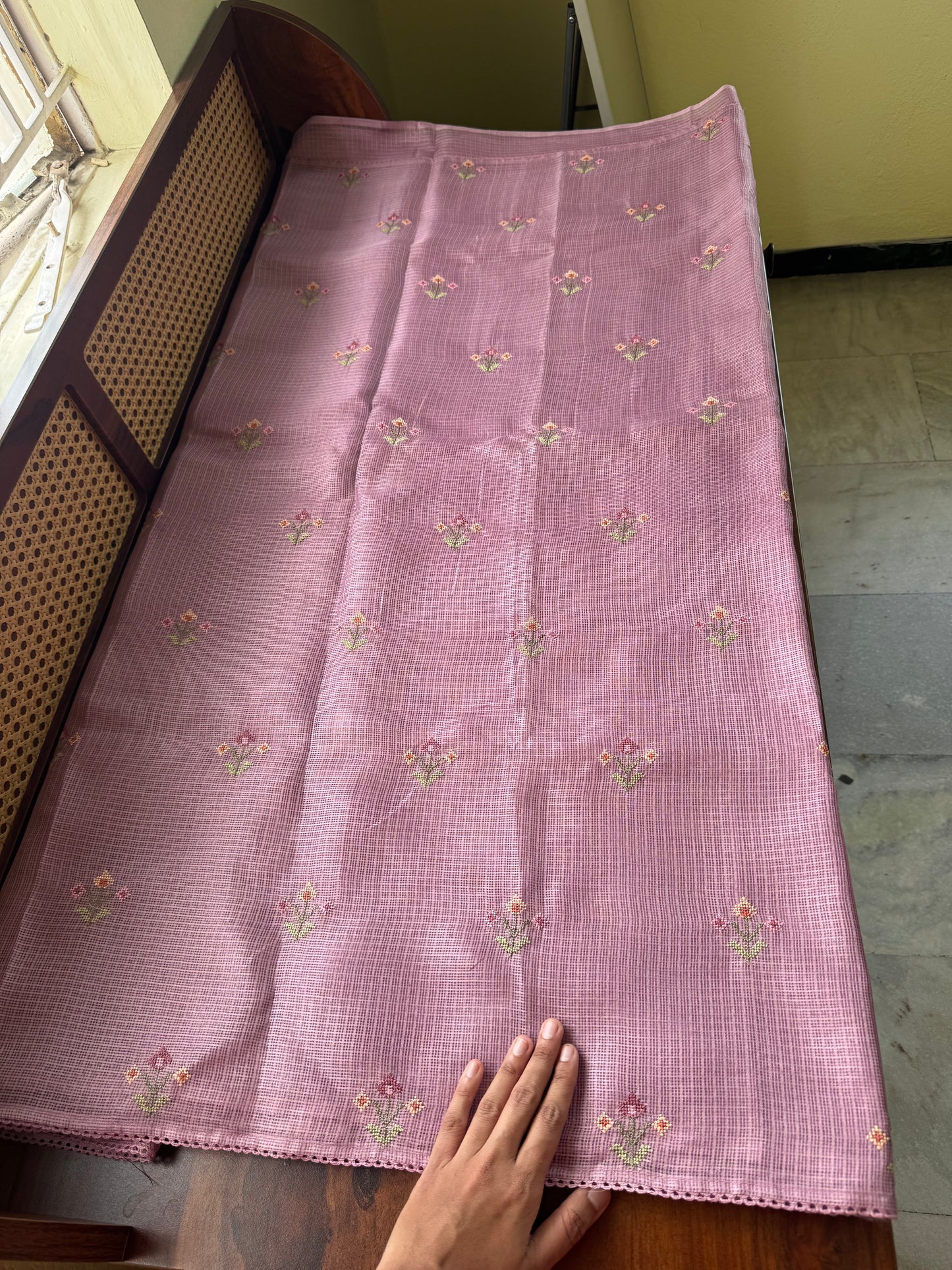 Embroidered Soft Kota Saree - Lilac