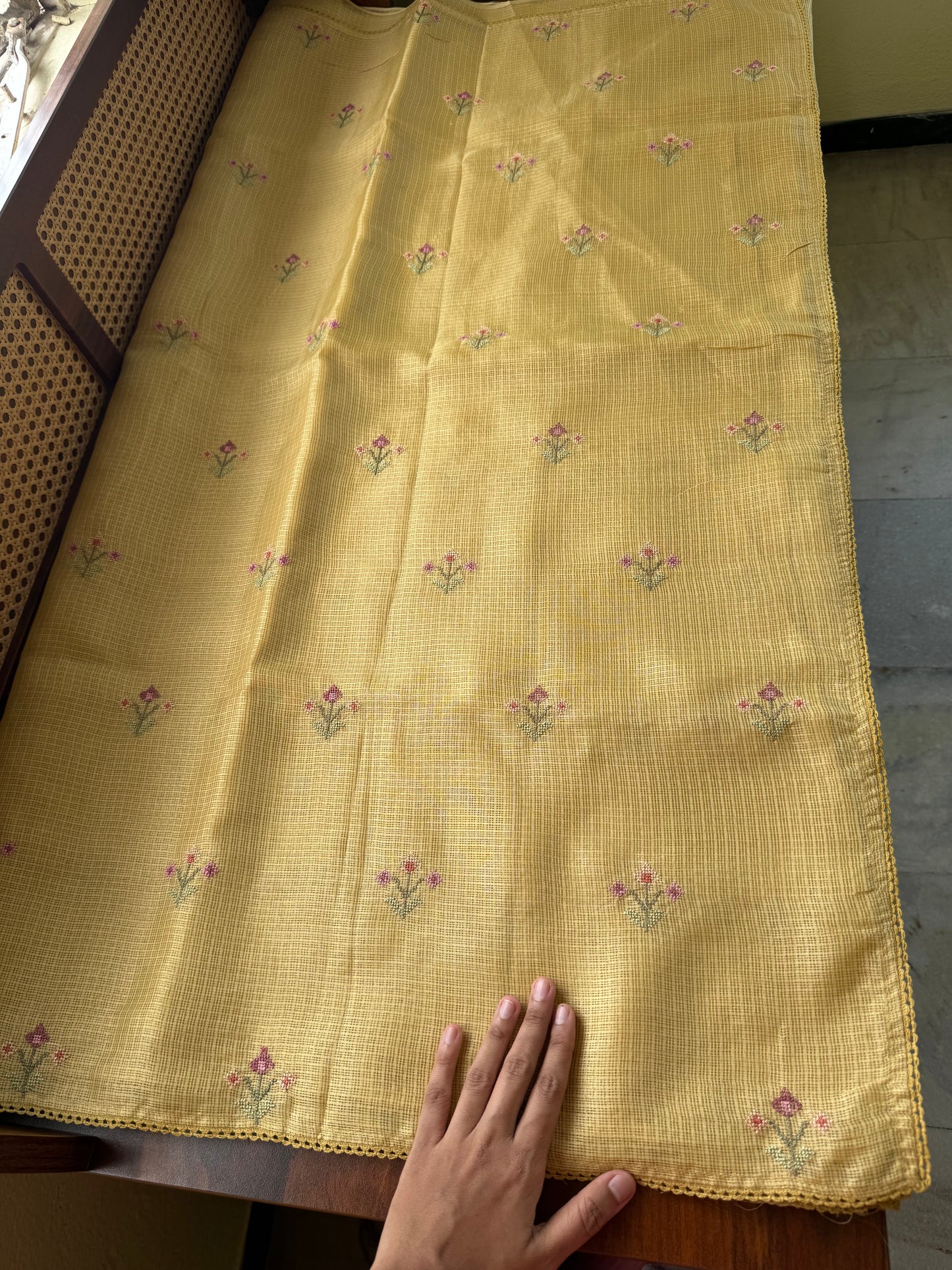 Embroidered Soft Kota Saree - Yellow