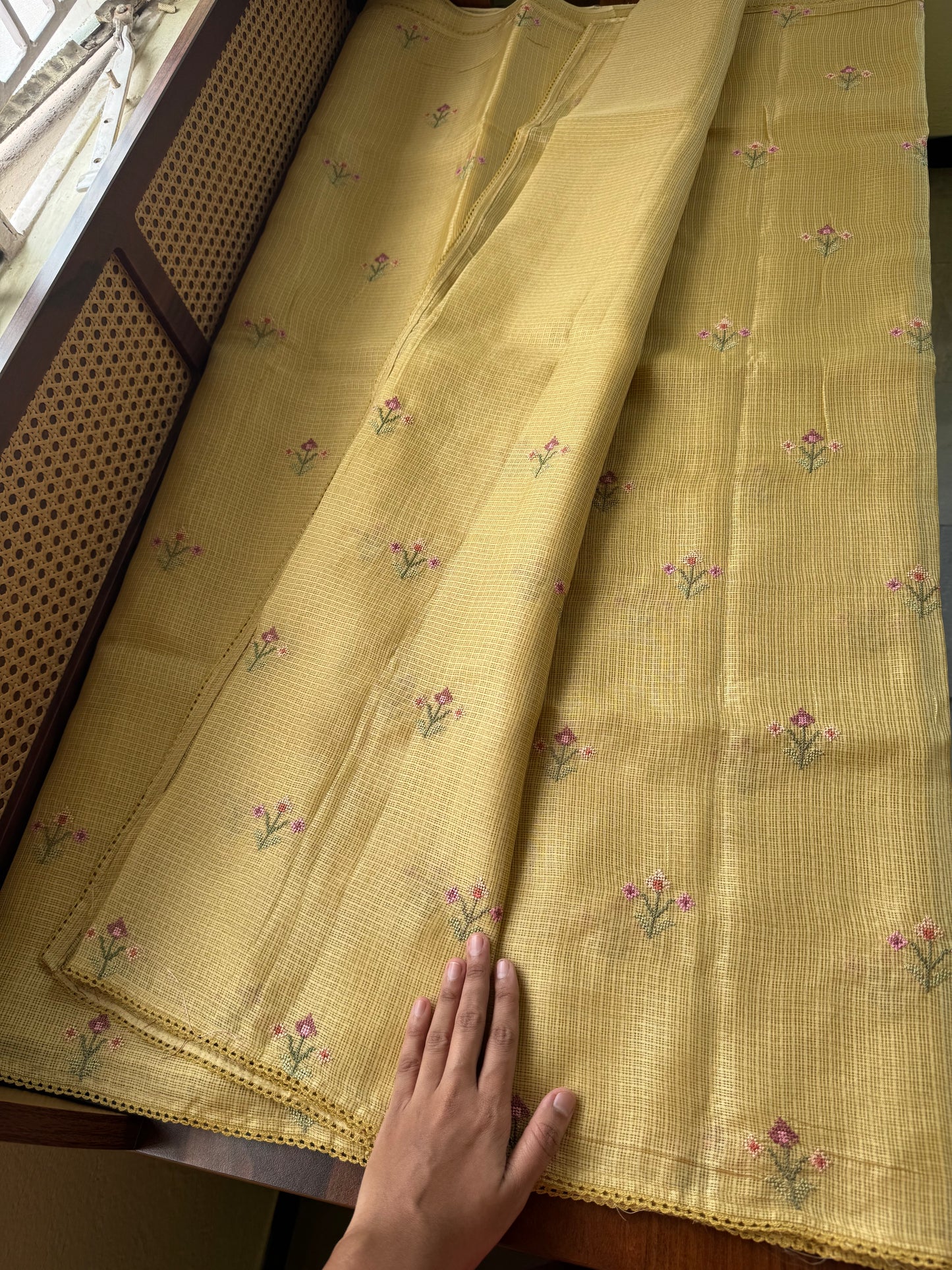 Embroidered Soft Kota Saree - Yellow