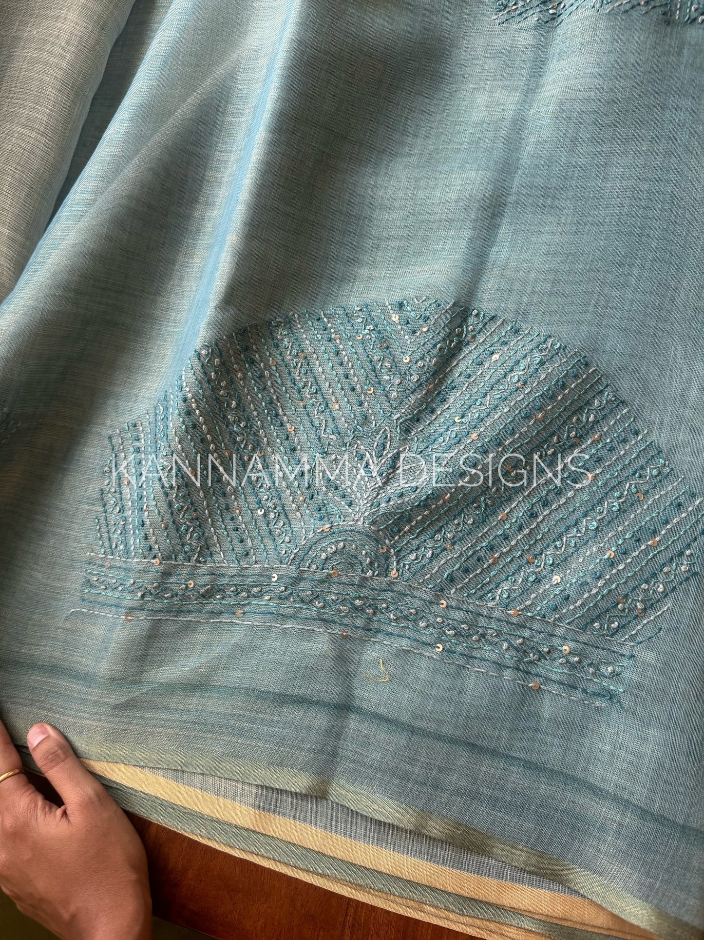 Premium Tissue Linen Sarees -Blue