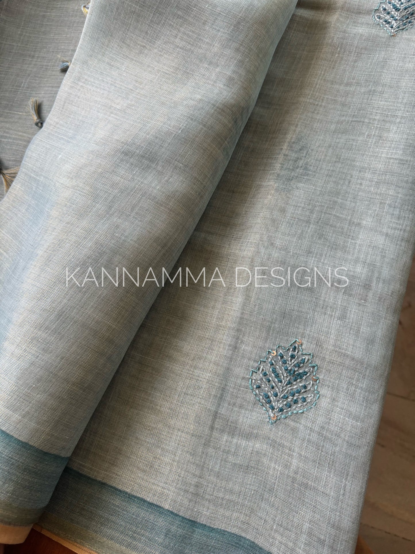 Premium Tissue Linen Sarees -Blue