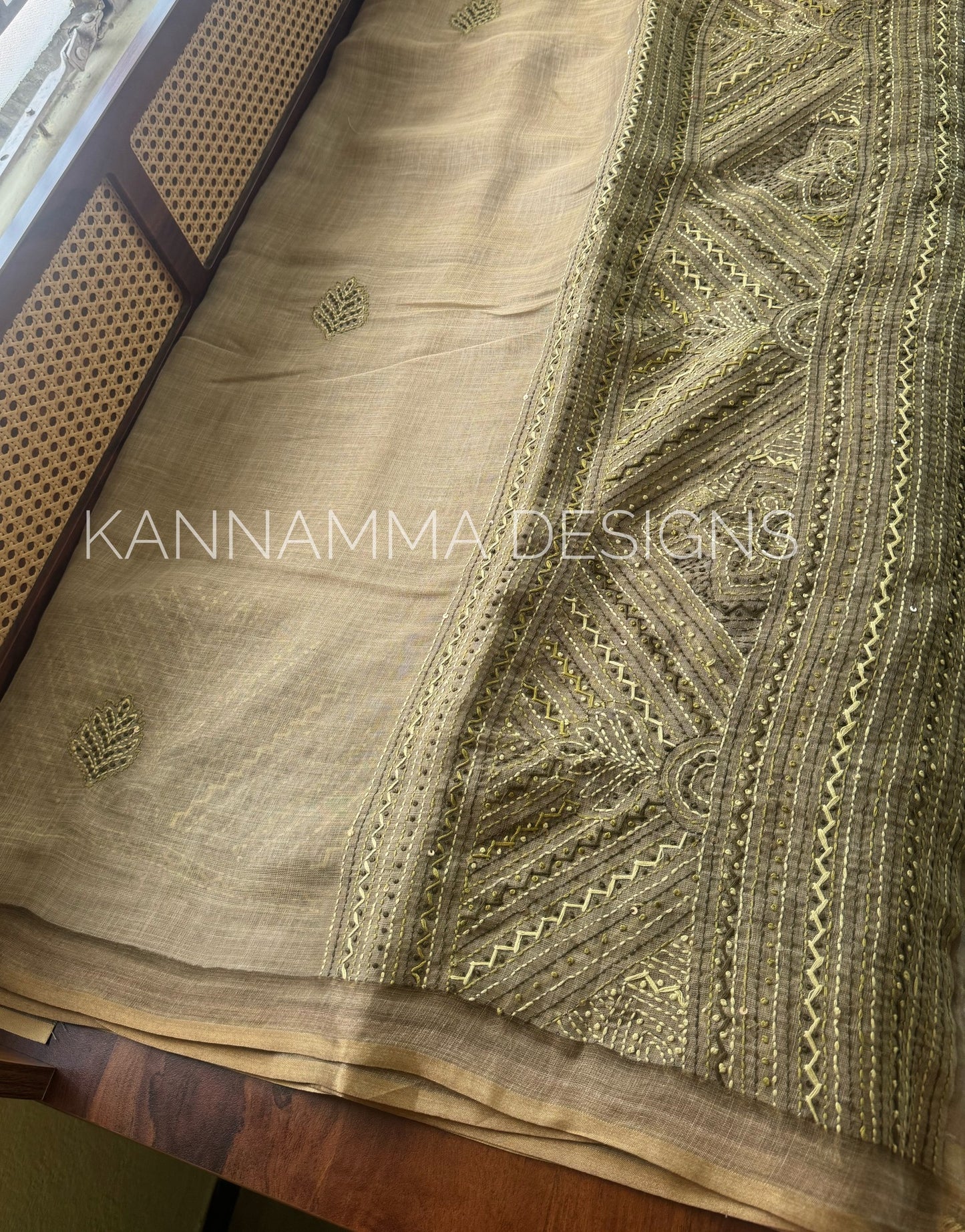 Premium Tissue Linen Sarees -Green