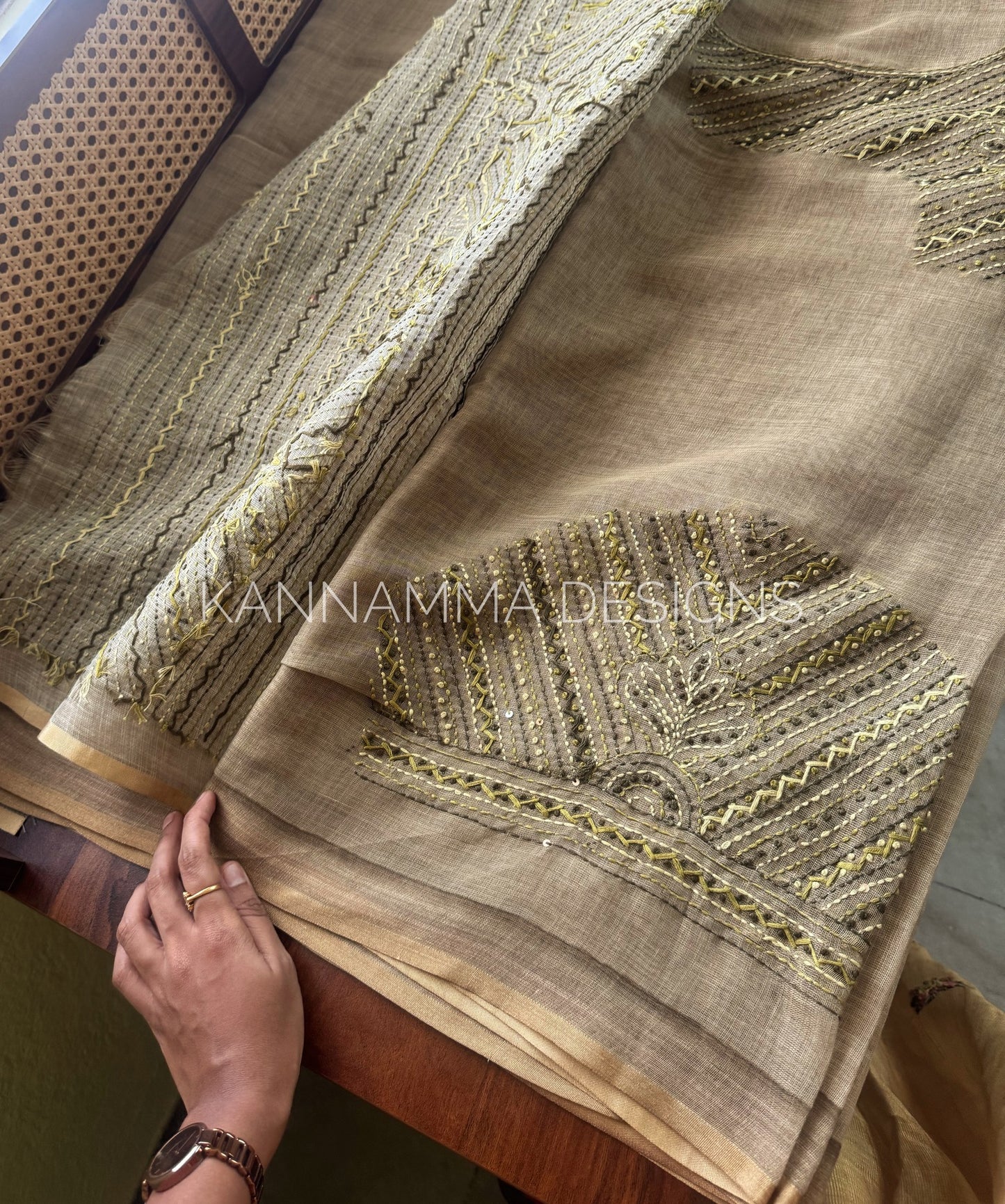Premium Tissue Linen Sarees -Green