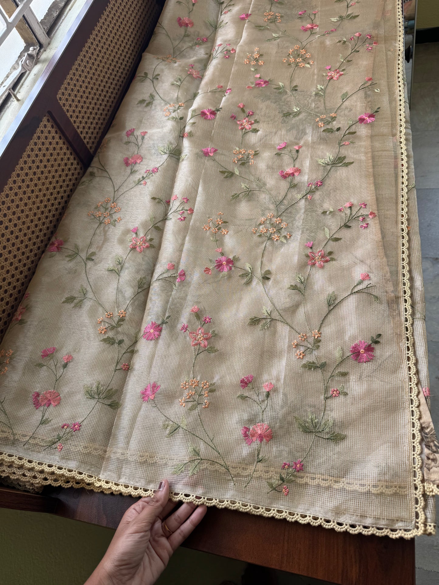 Floral Tissue Saree - Yellow