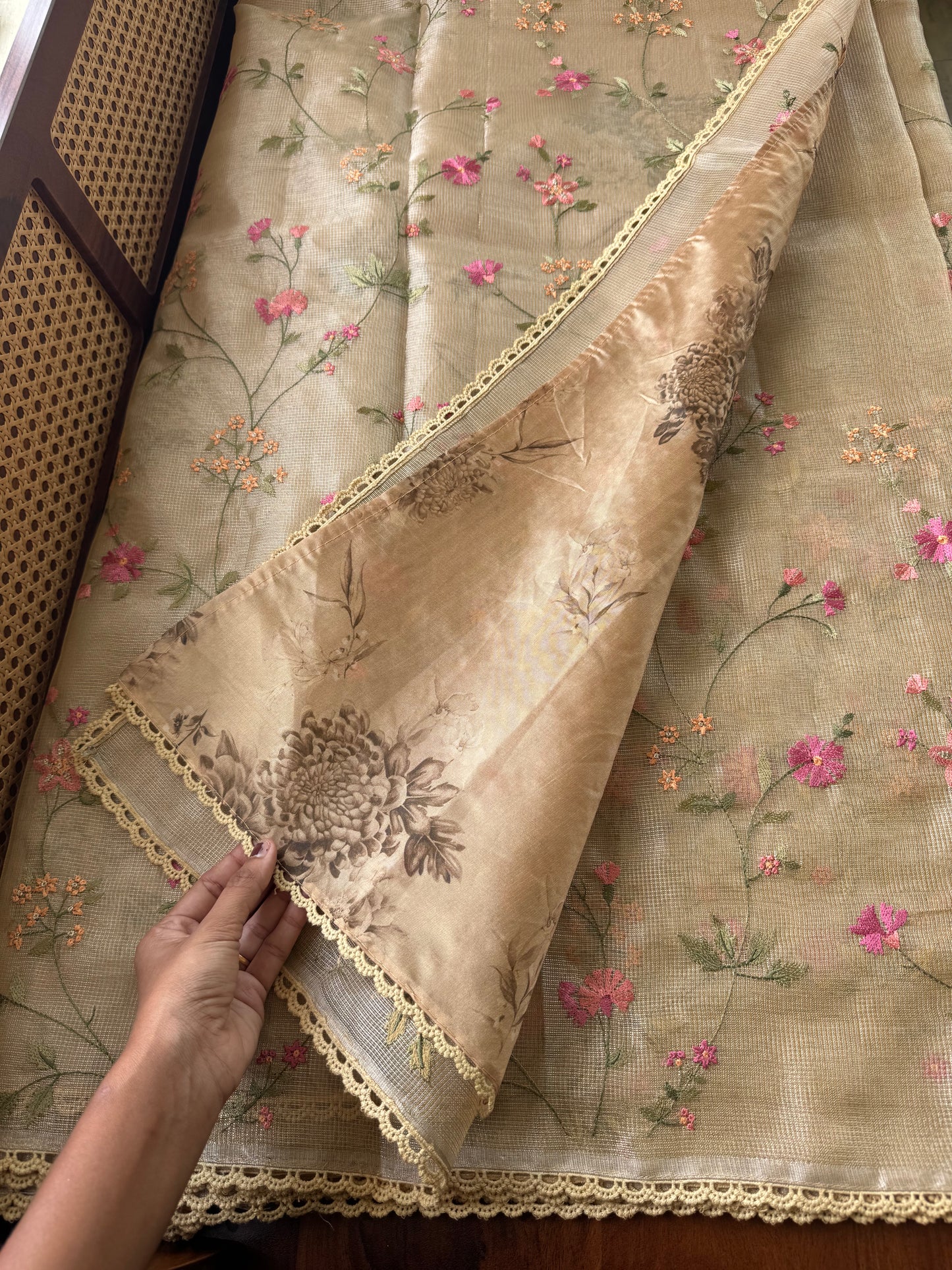 Floral Tissue Saree - Yellow