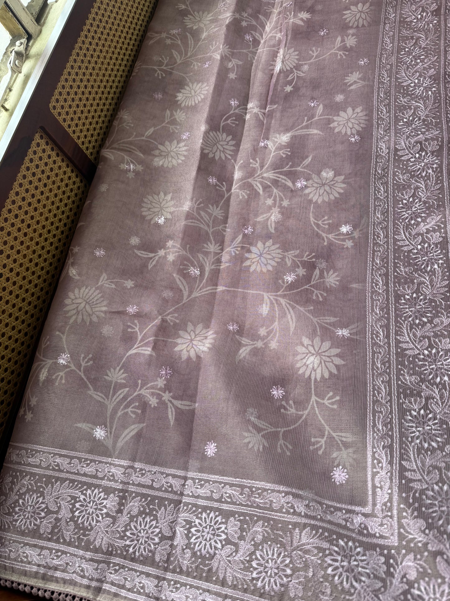 Premium Tissue Linen Sarees - Metallic Lavender