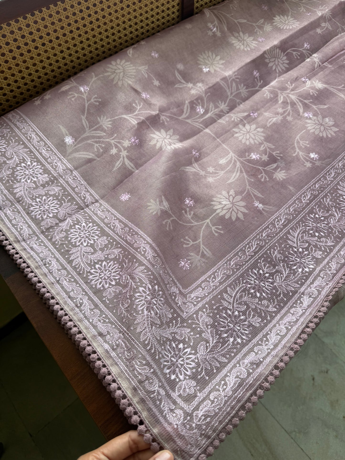 Premium Tissue Linen Sarees - Metallic Lavender