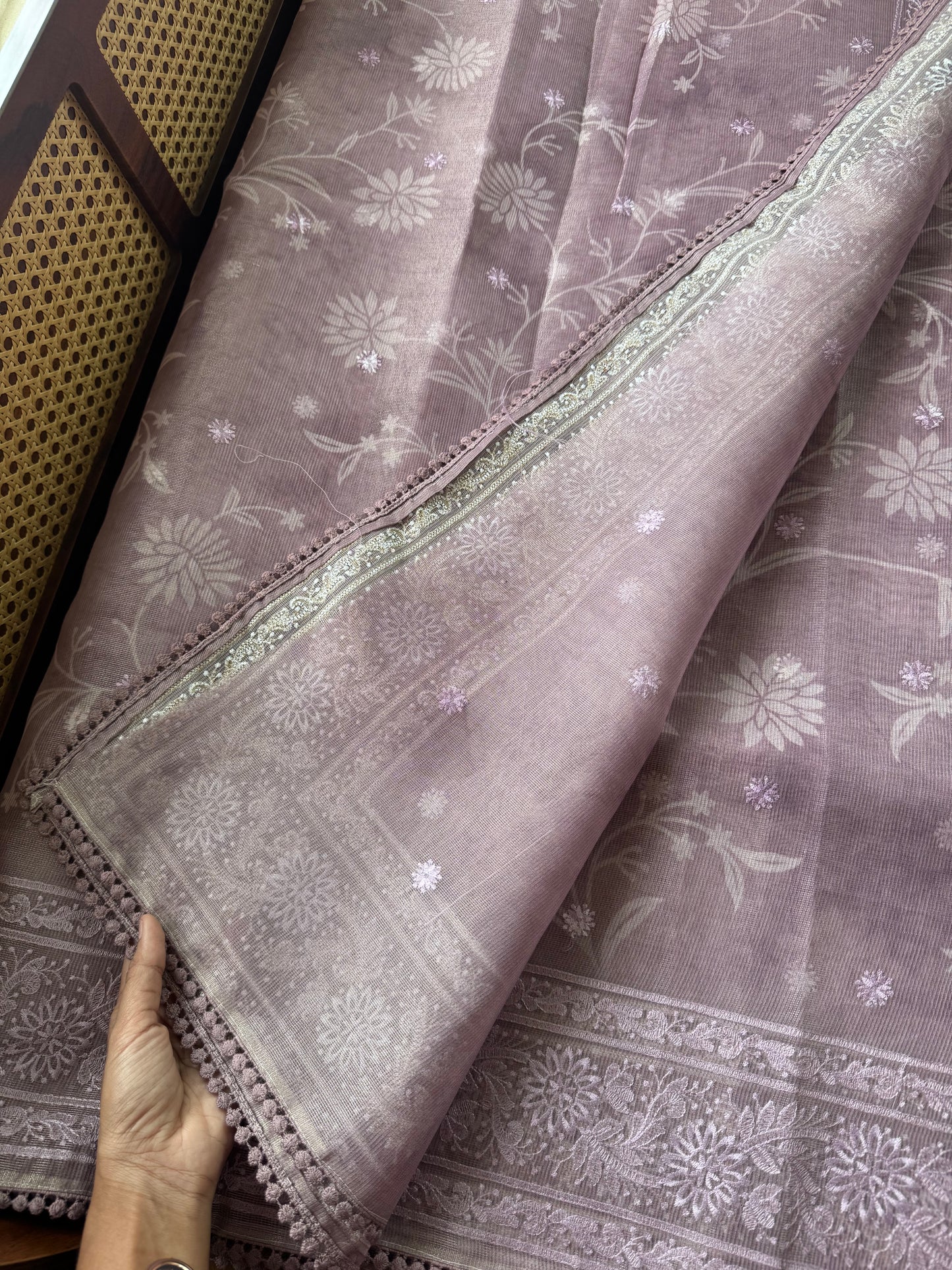 Premium Tissue Linen Sarees - Metallic Lavender