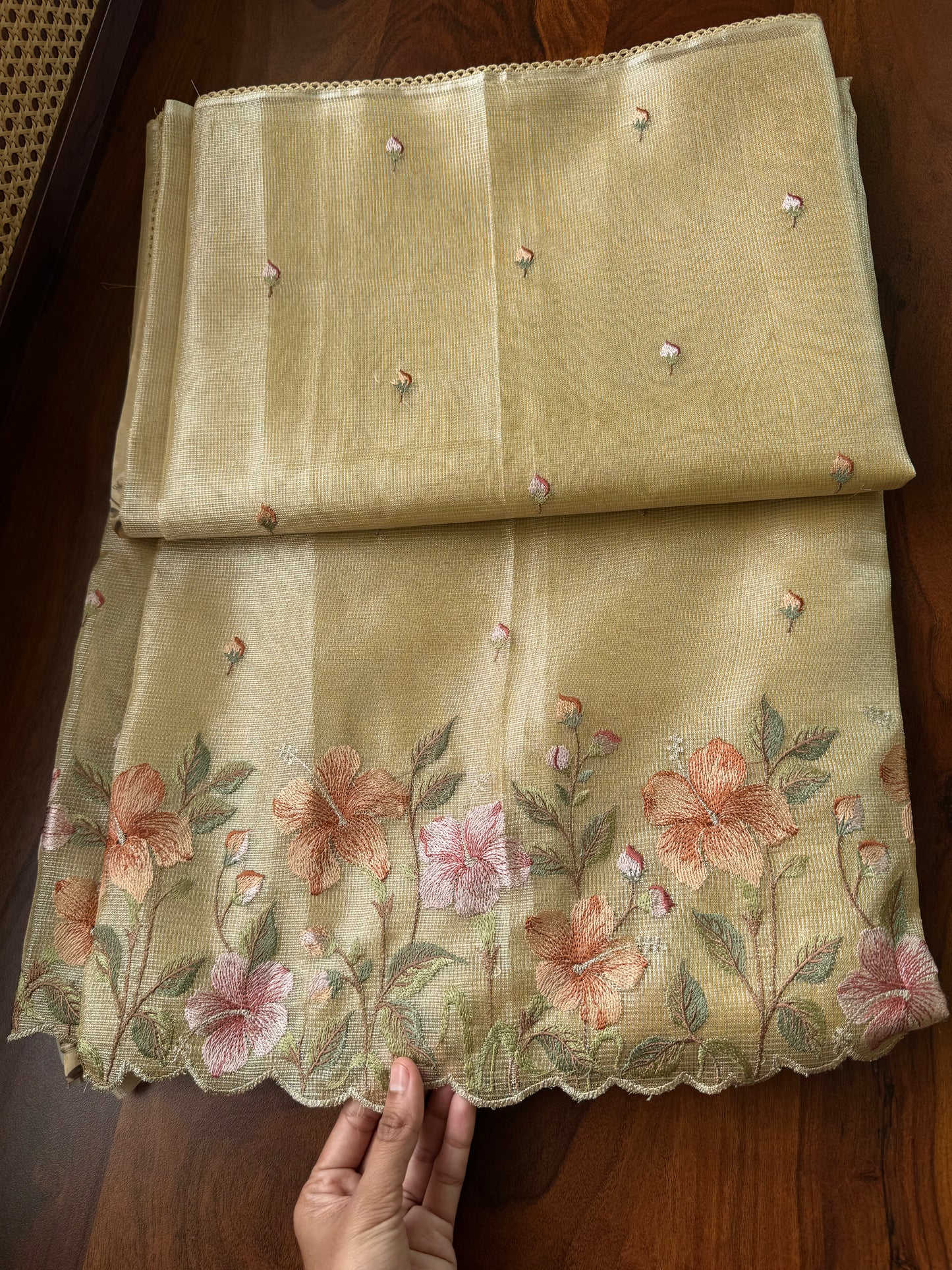 Floral Tissue Saree - Yellow
