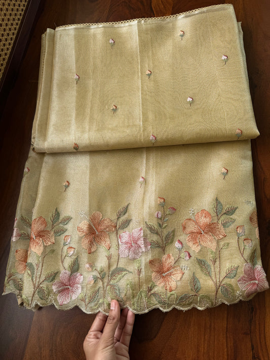 Floral Tissue Saree - Yellow