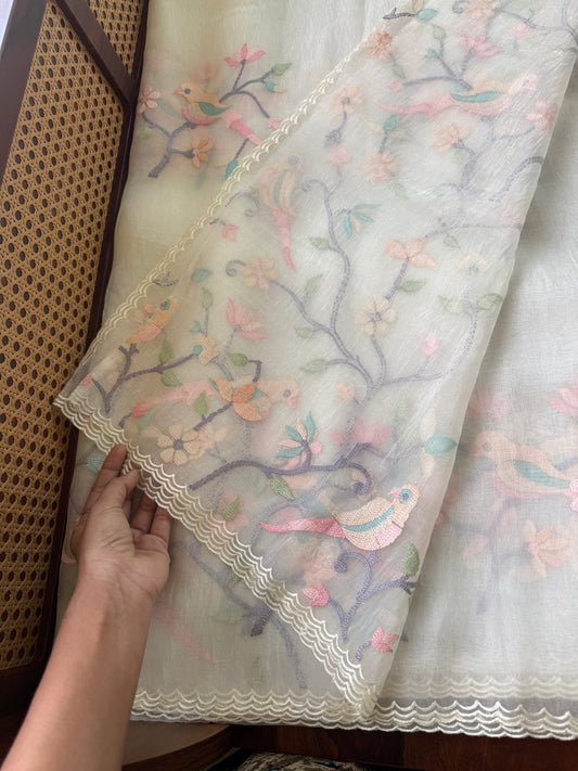 Tissue Organza Saree - White