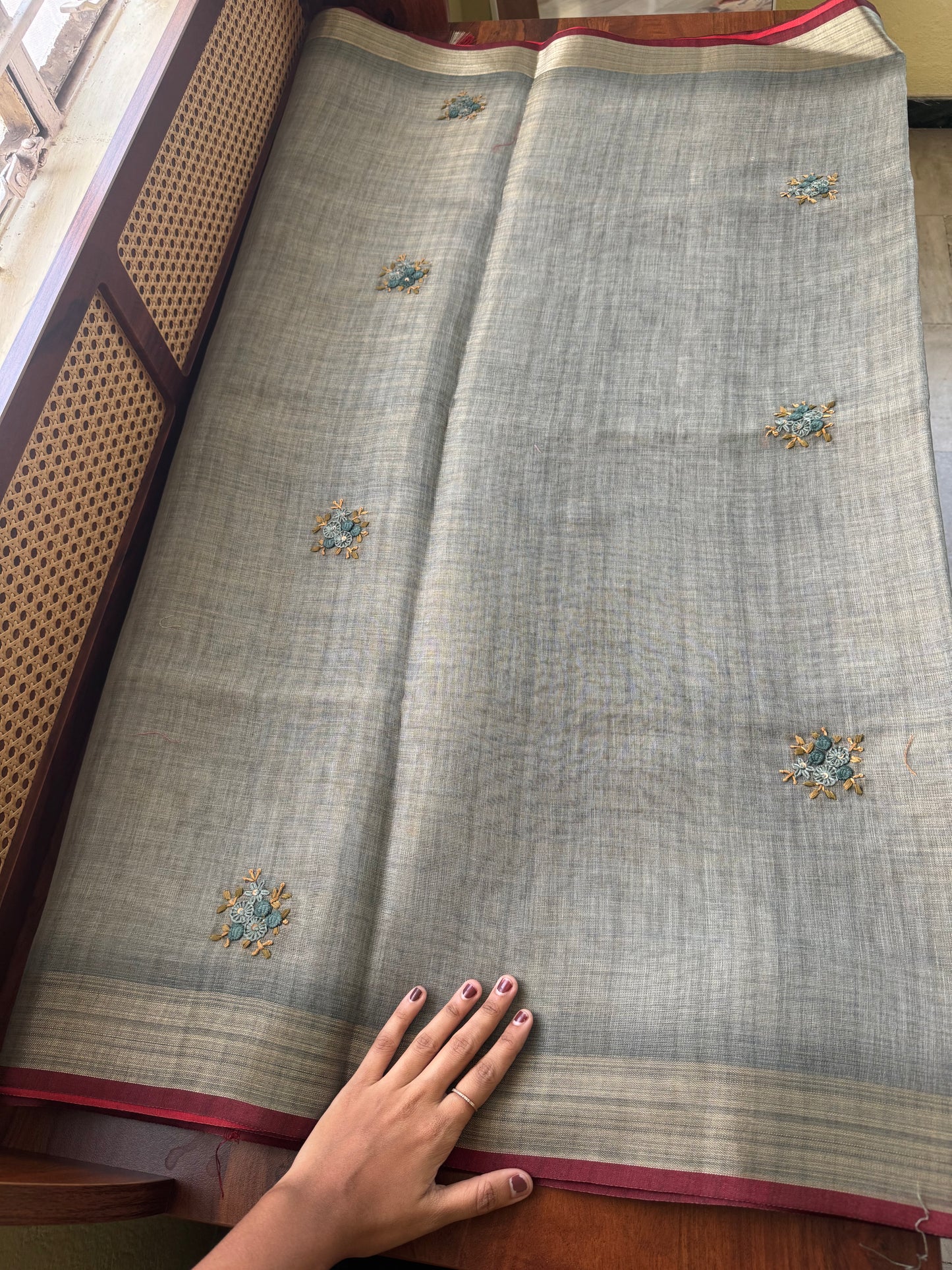 Premium Tissue Linen Sarees - Grey