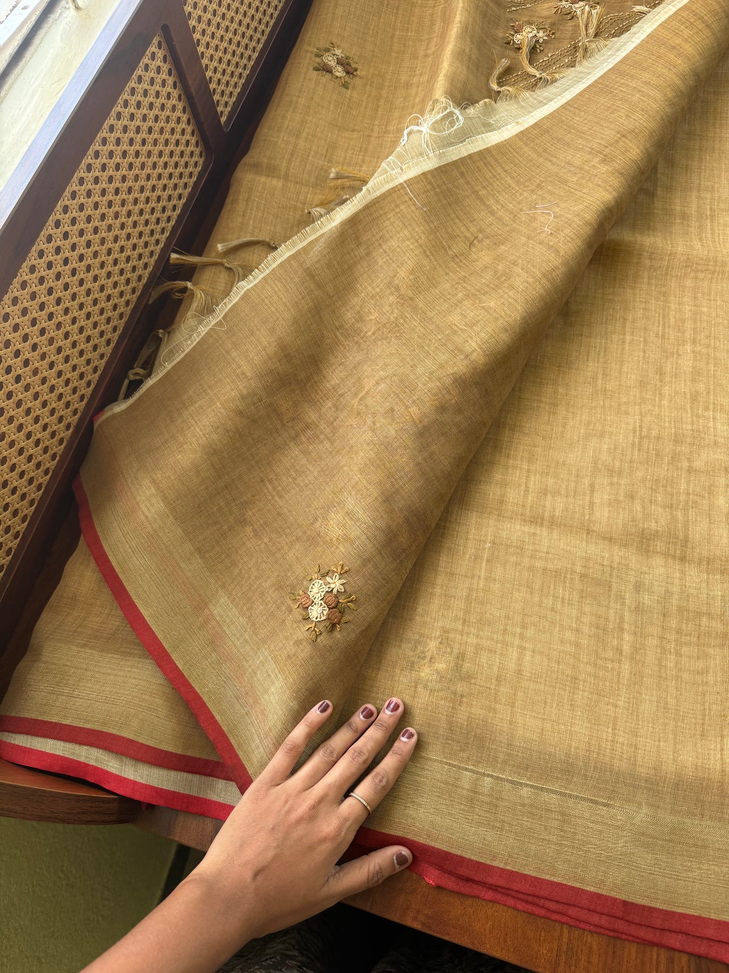 Premium Tissue Linen Sarees - Mustard Yellow