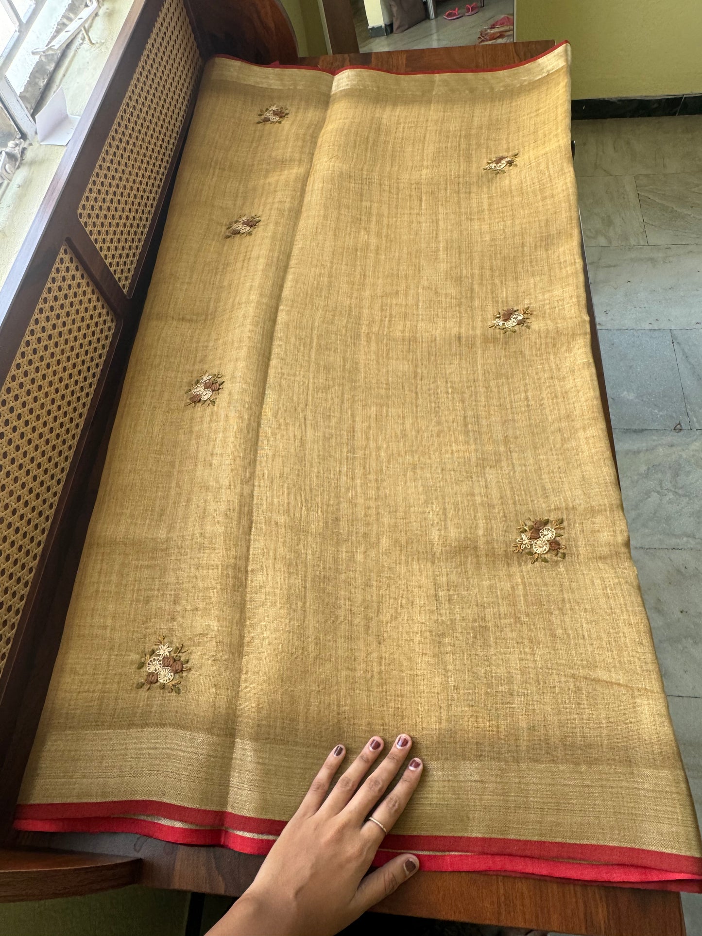 Premium Tissue Linen Sarees - Mustard Yellow