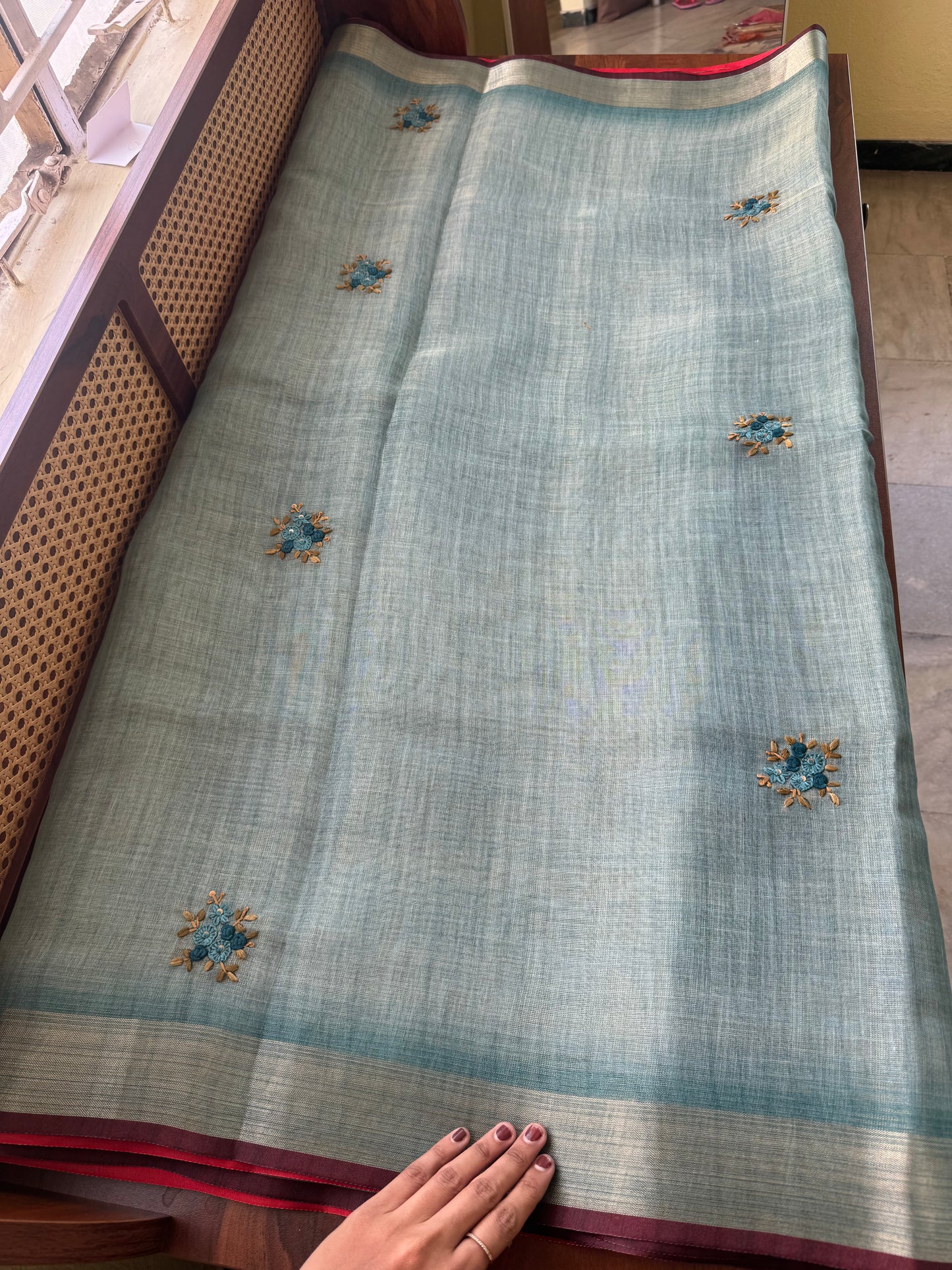 Premium Tissue Linen Sarees - Blue