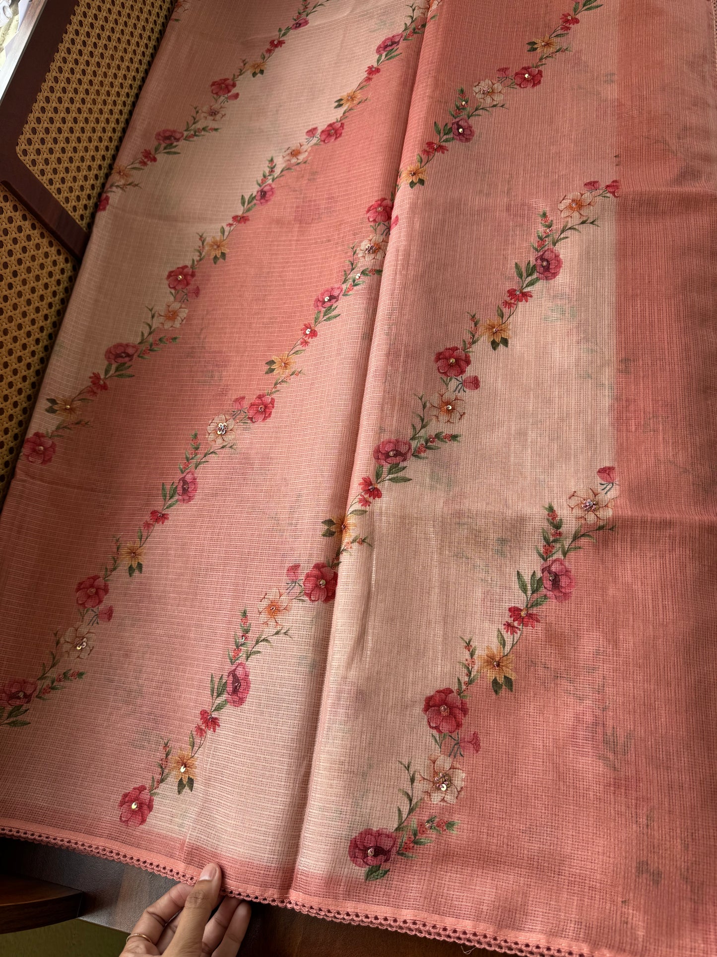 Soft Printed Kota Saree - Peach