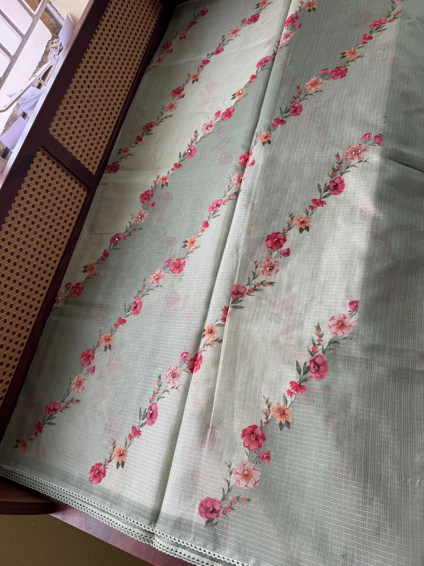 Soft Printed Kota Saree - Green