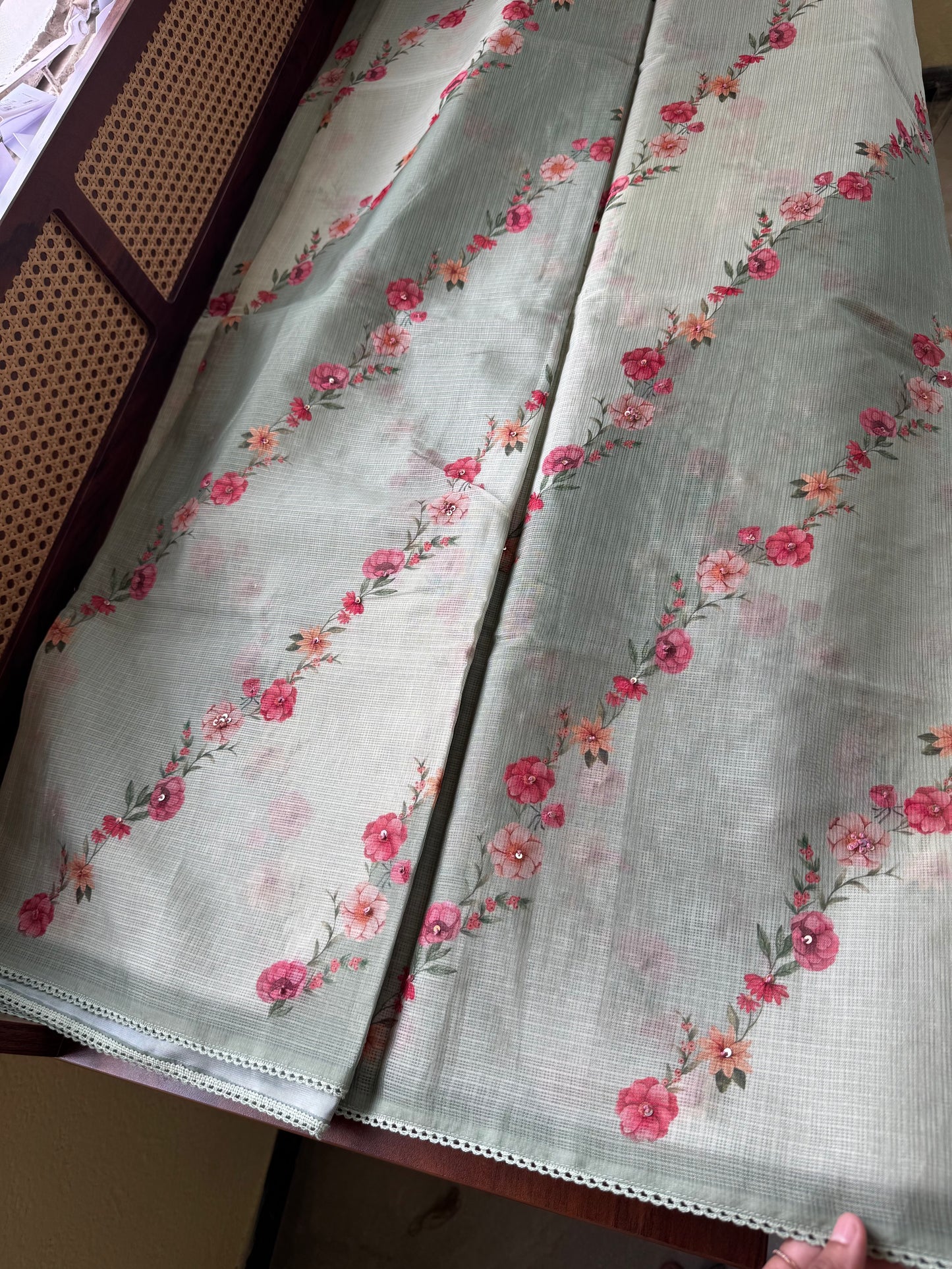 Soft Printed Kota Saree - Green