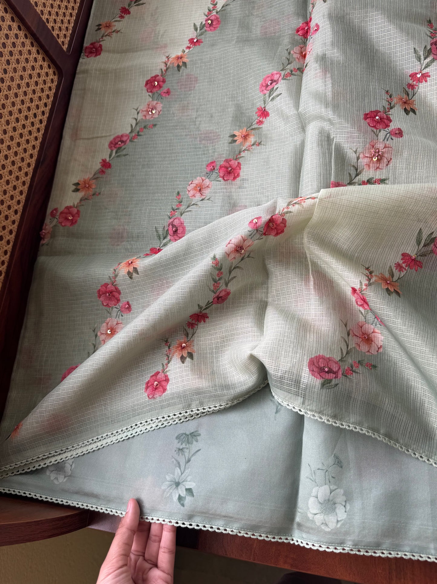 Soft Printed Kota Saree - Green