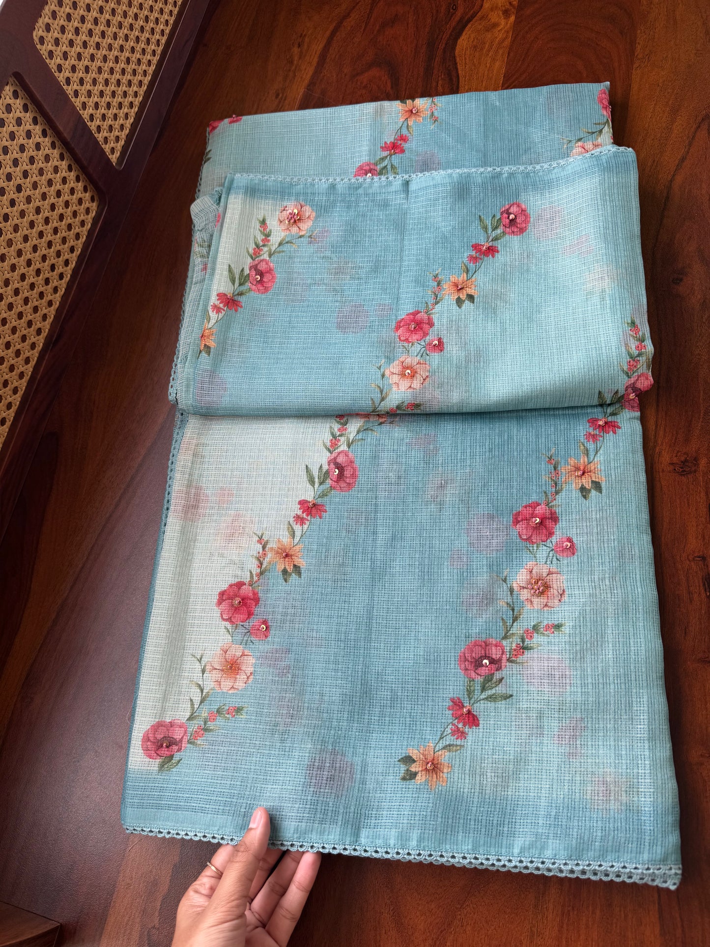 Soft Printed Kota Saree - Blue