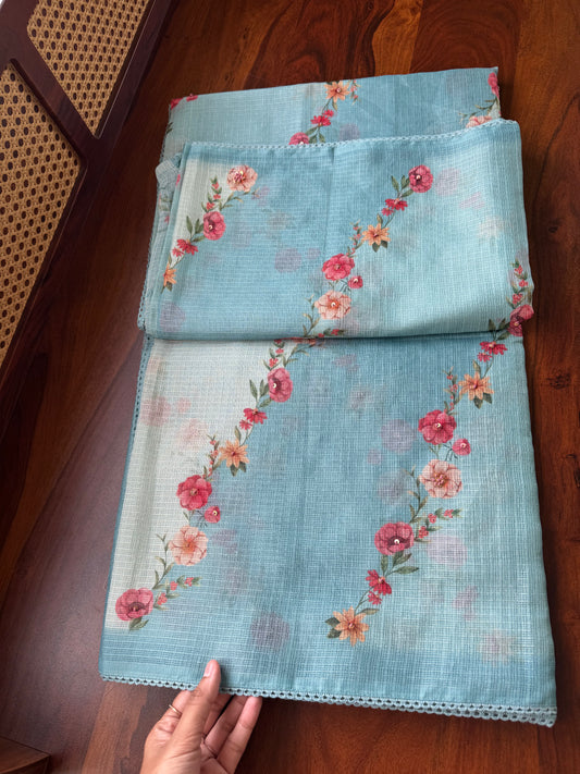 Soft Printed Kota Saree - Blue