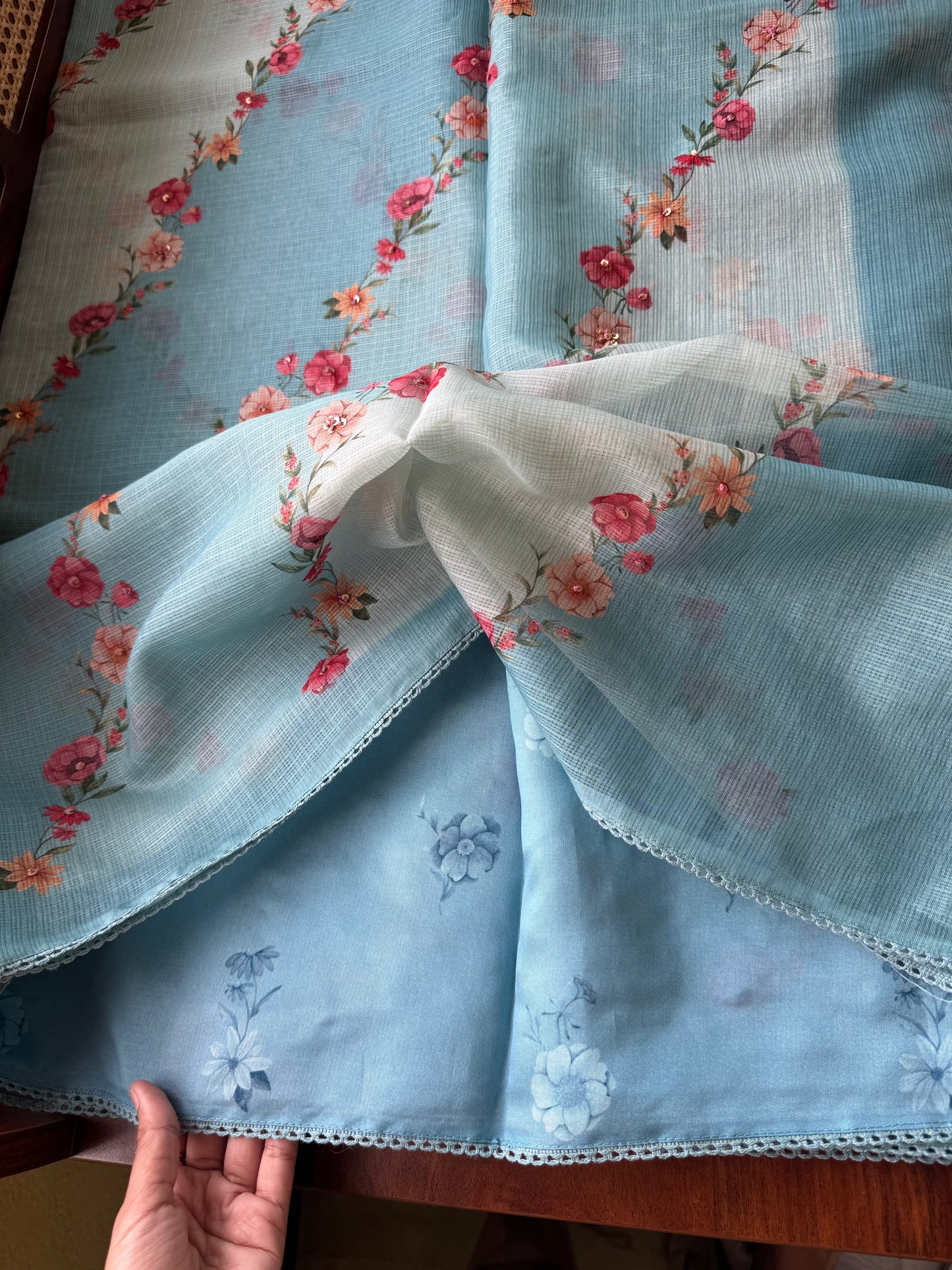 Soft Printed Kota Saree - Blue