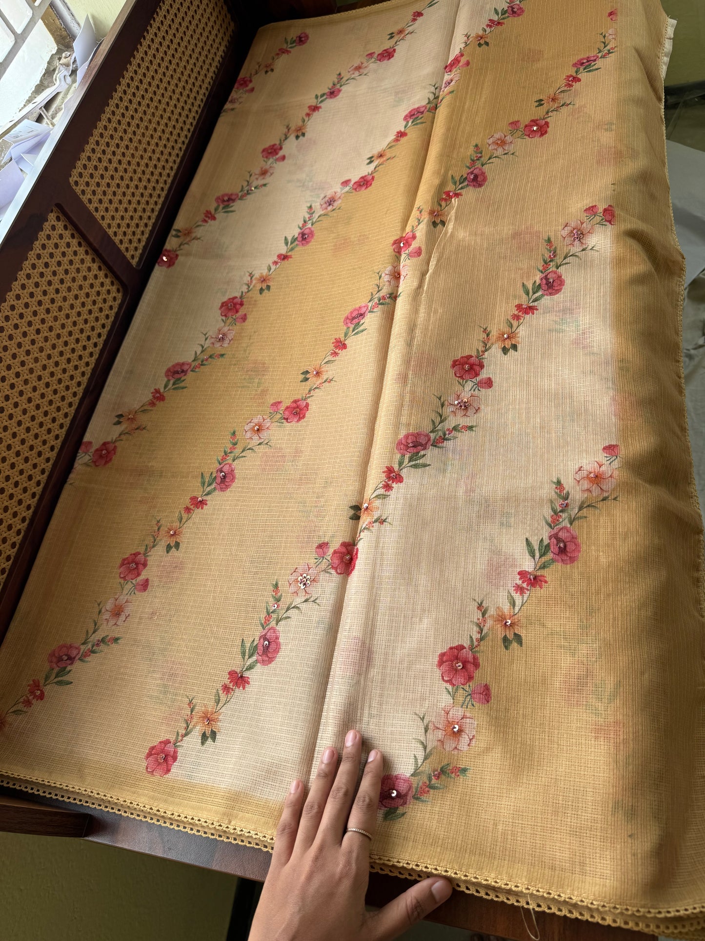 Soft Printed Kota Saree - Yellow