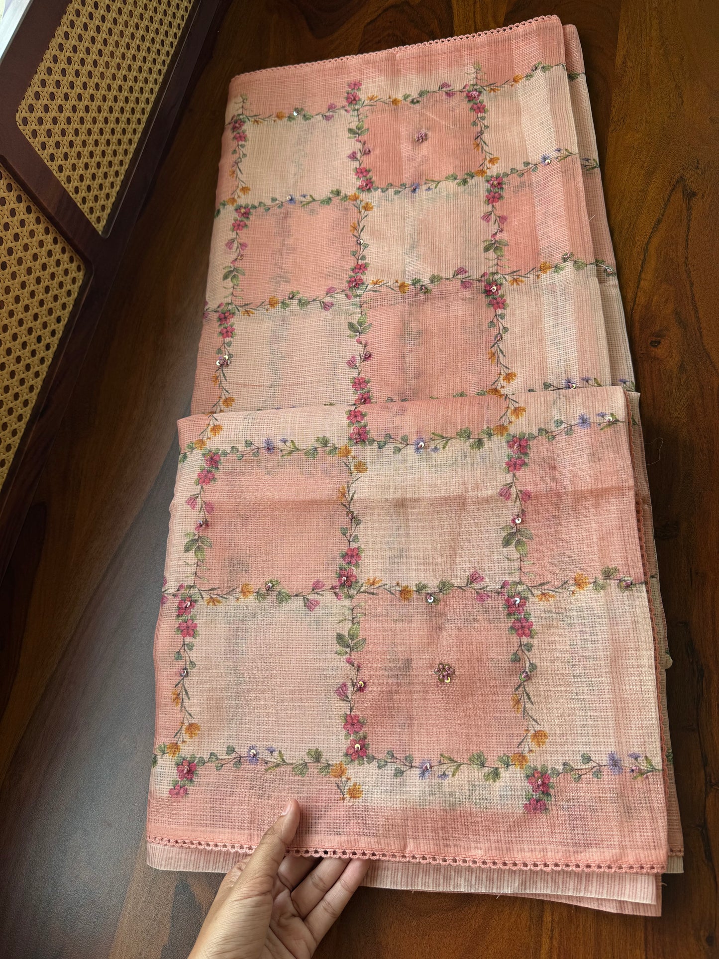 Soft Printed Kota Saree - Peach