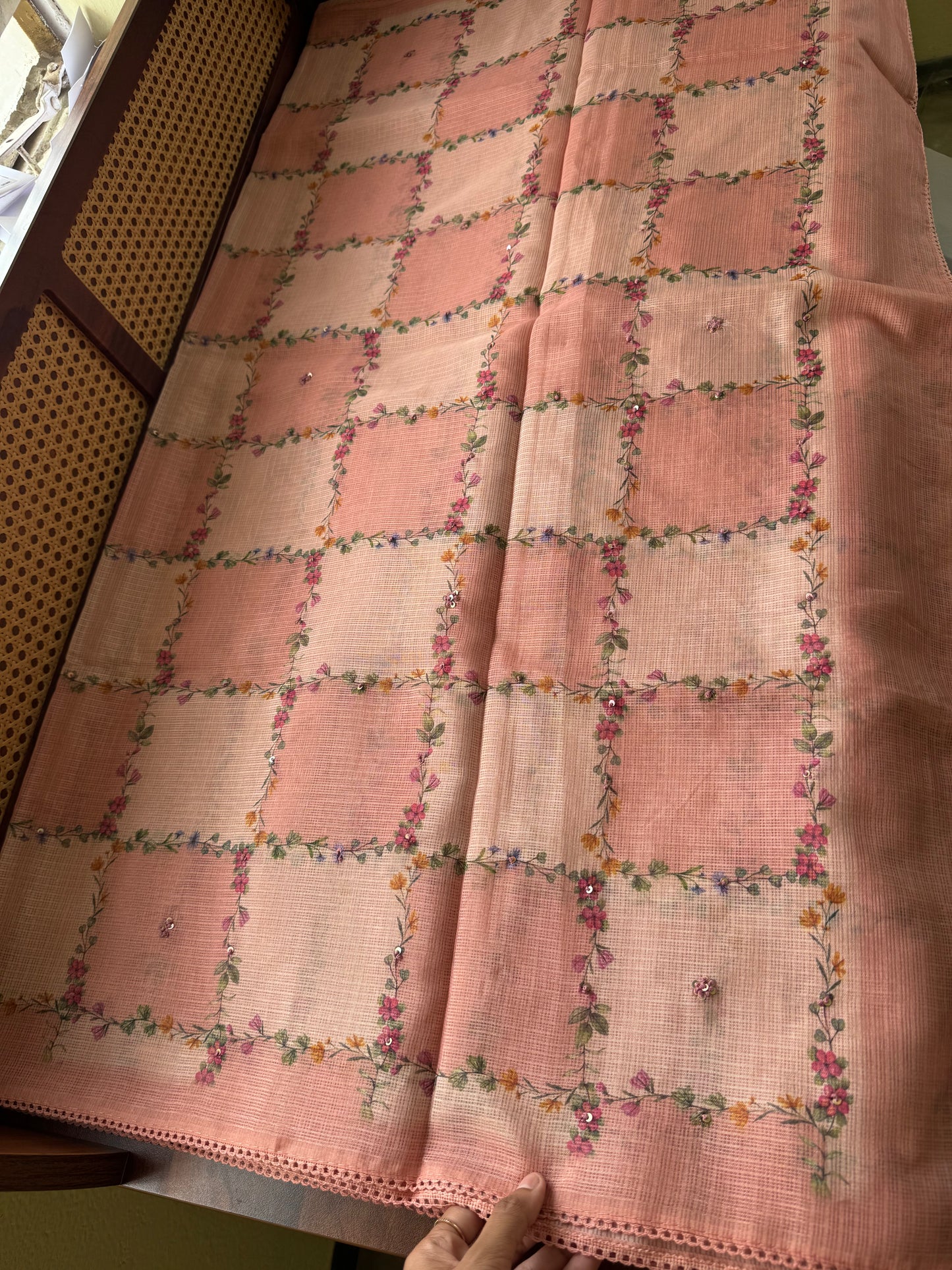 Soft Printed Kota Saree - Peach