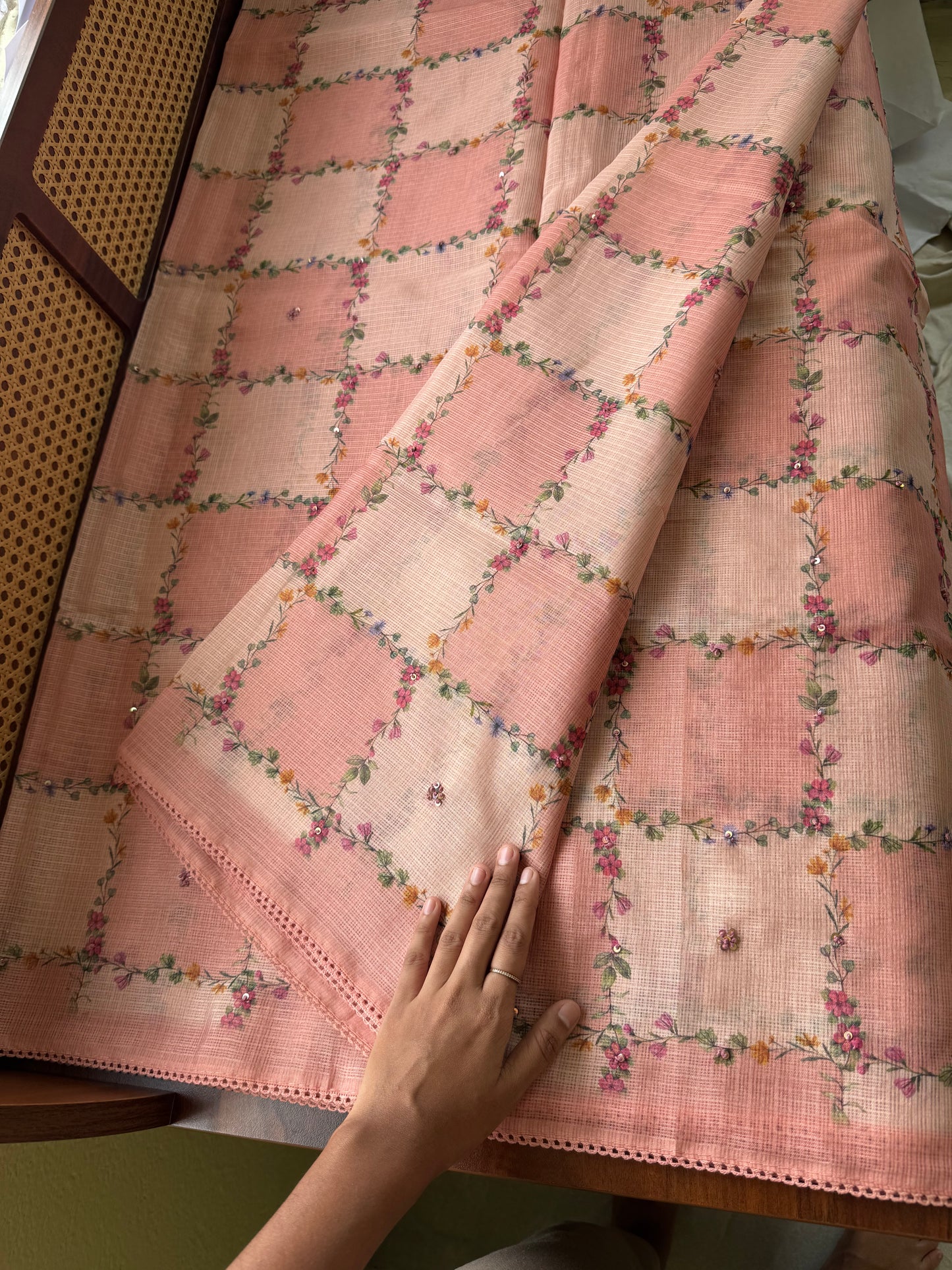 Soft Printed Kota Saree - Peach