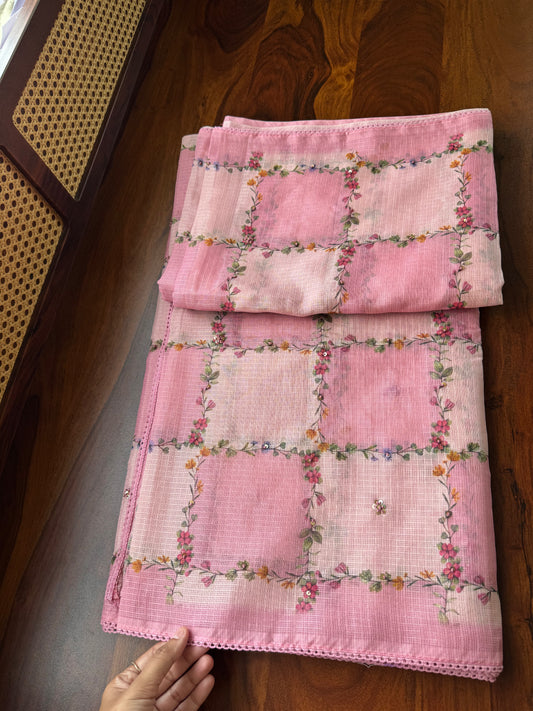 Soft Printed Kota Saree - Pink
