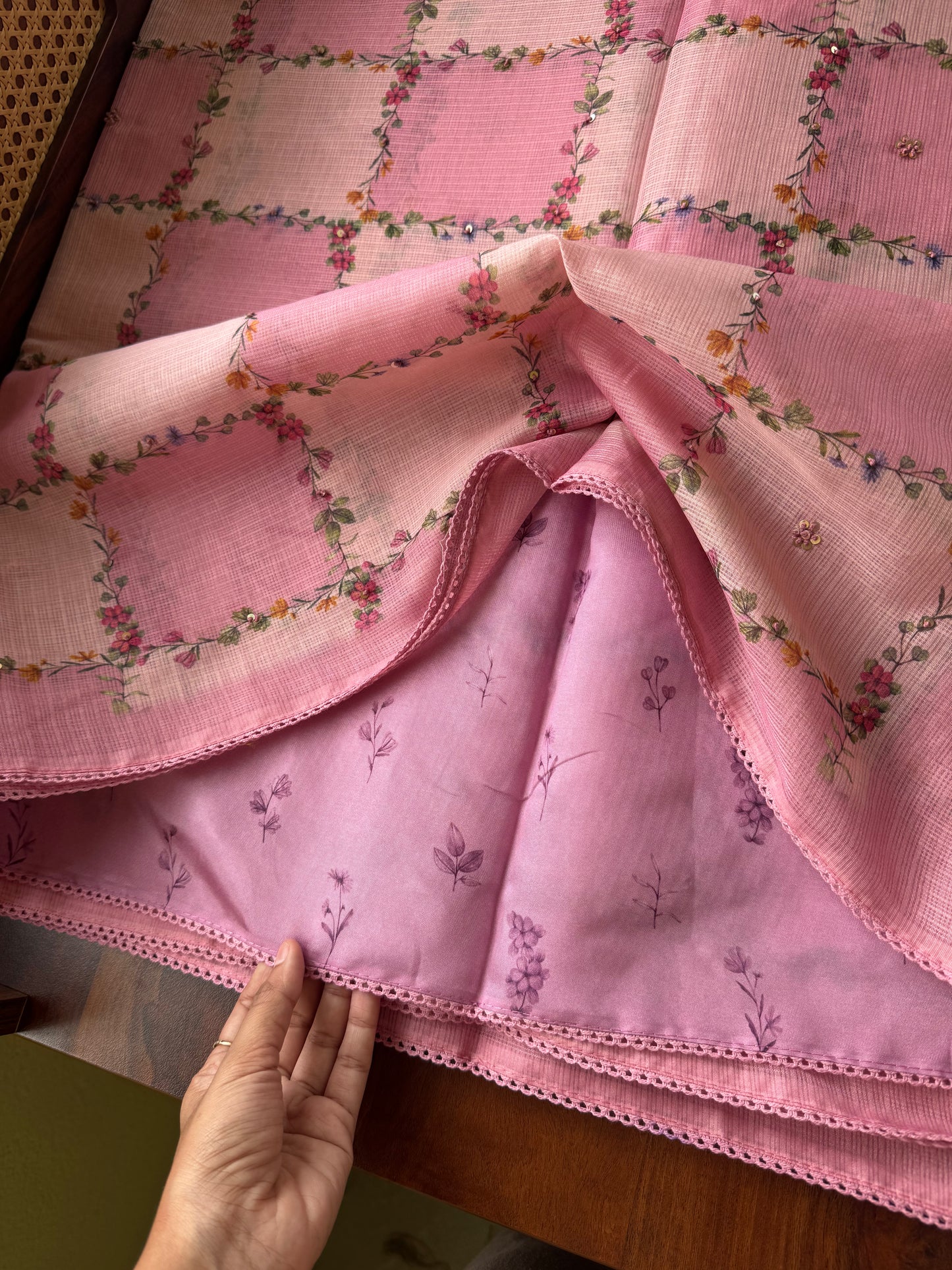 Soft Printed Kota Saree - Pink