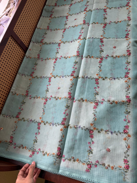 Soft Printed Kota Saree - Blue