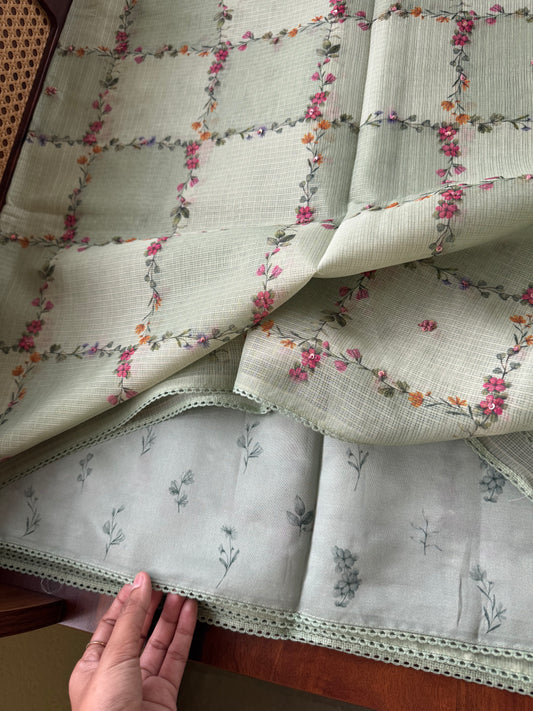 Soft Printed Kota Saree - Green