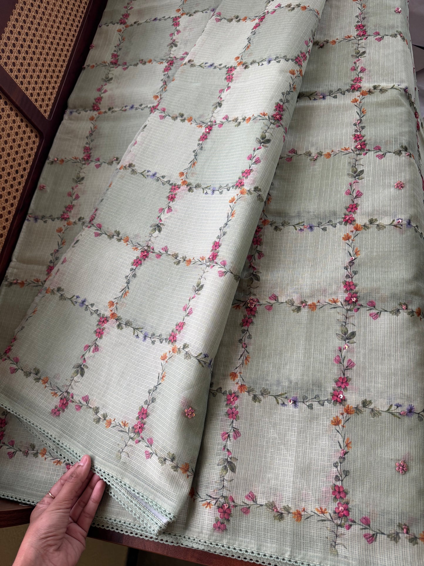 Soft Printed Kota Saree - Green