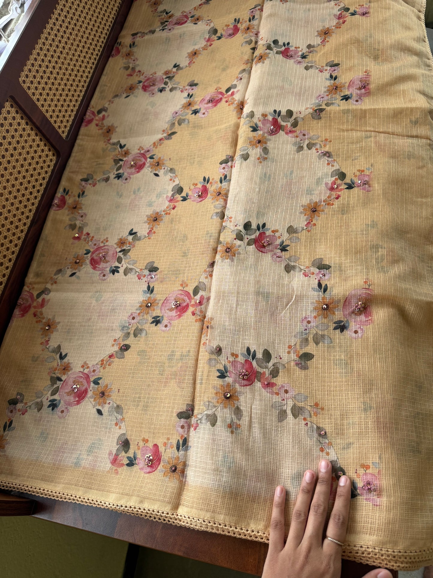 Soft Printed Kota Saree - Yellow