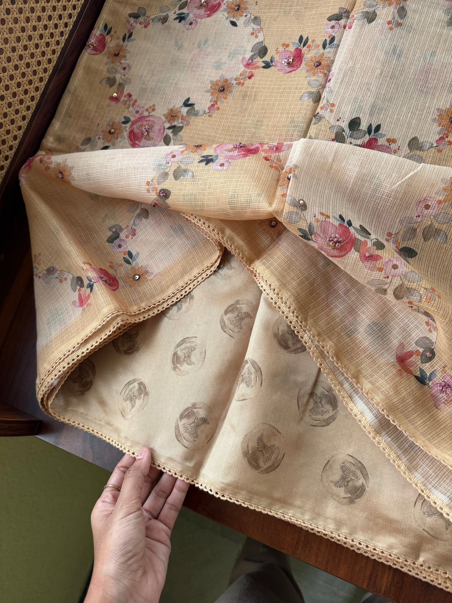 Soft Printed Kota Saree - Yellow