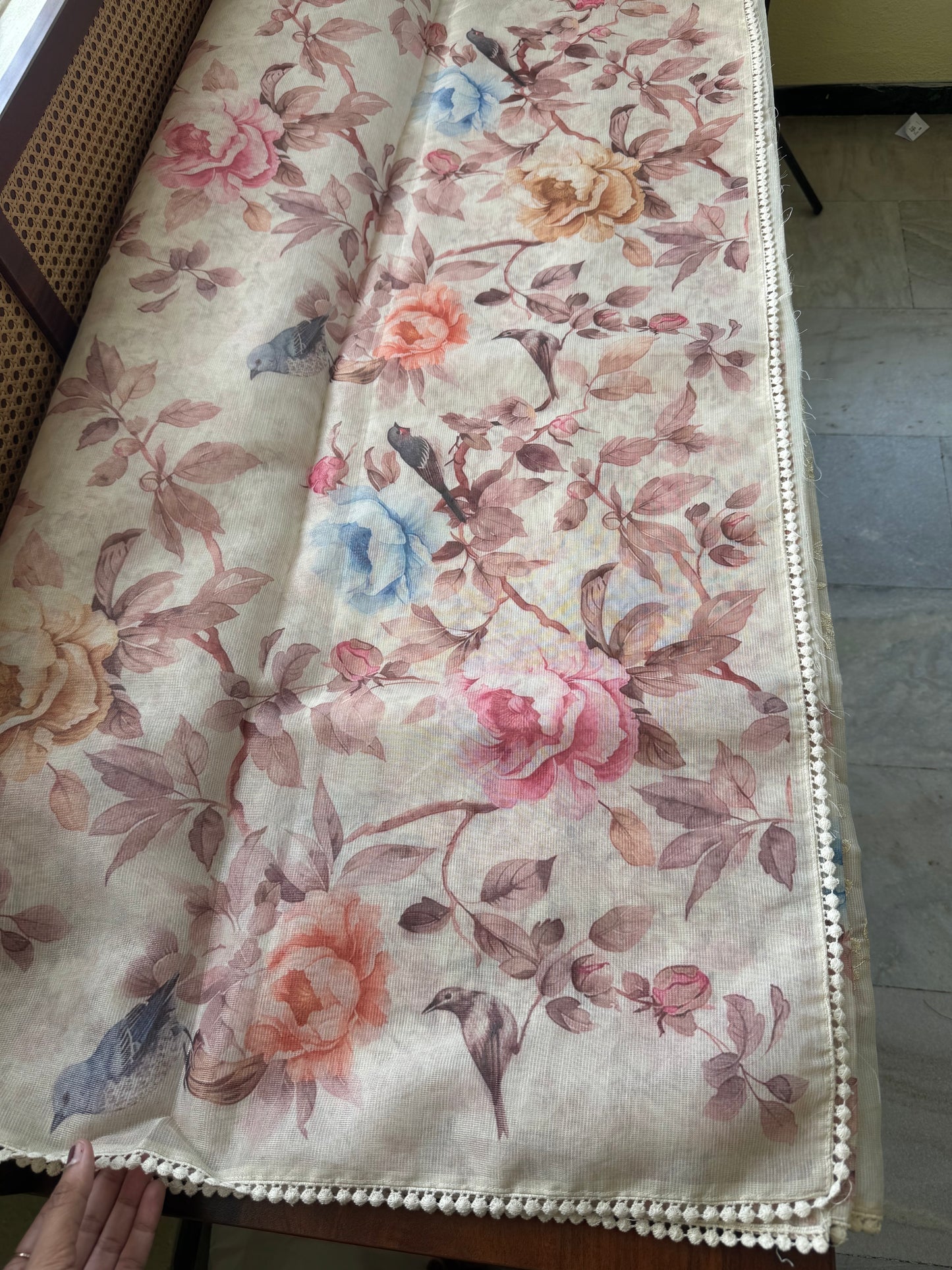 Soft Pure Kota Saree - Half White & Mauve Pink