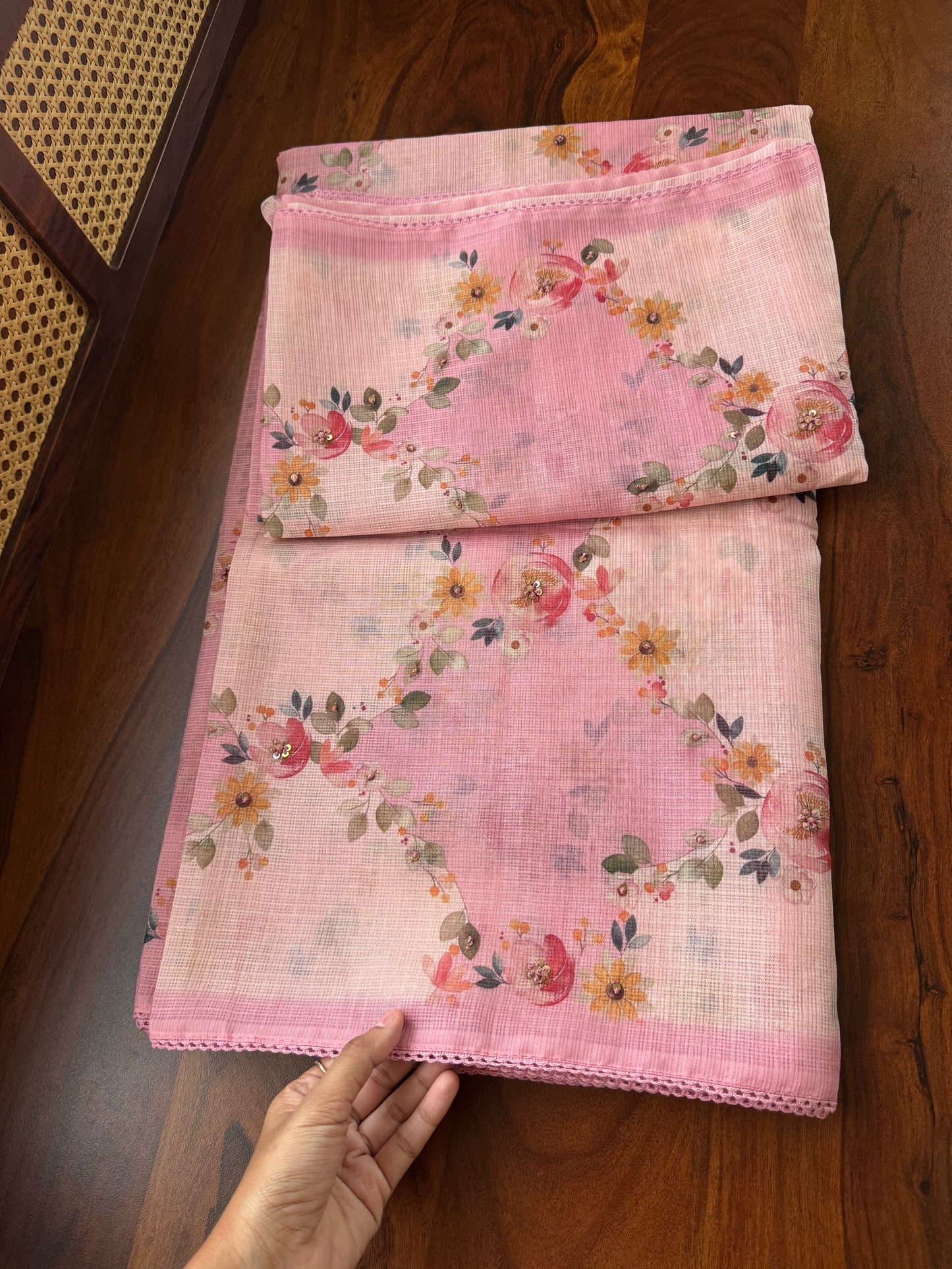 Soft Printed Kota Saree - Pink