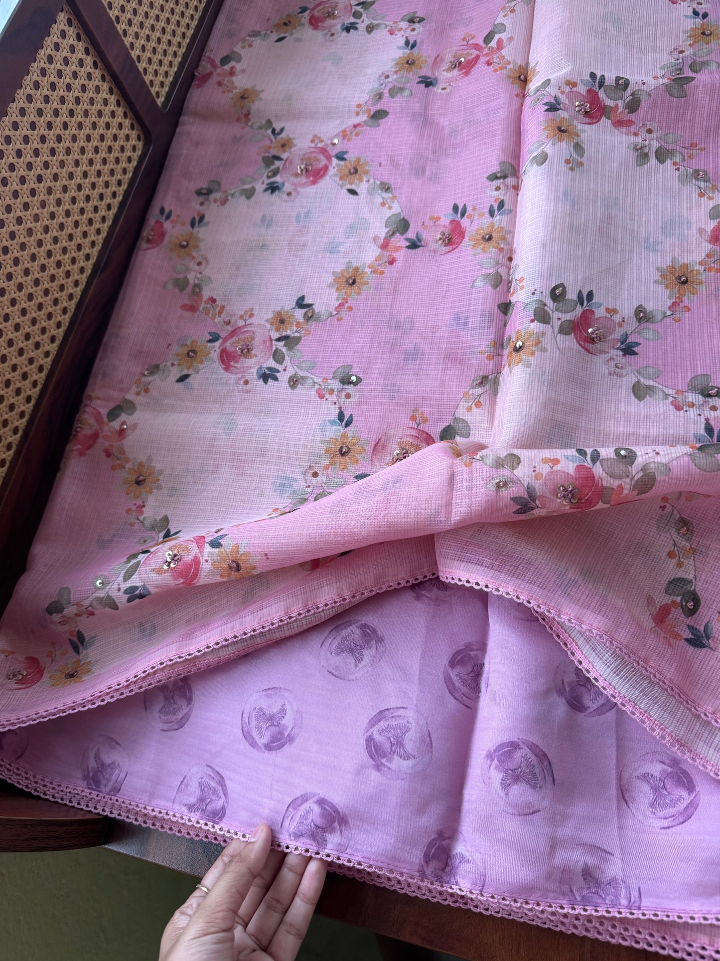 Soft Printed Kota Saree - Pink